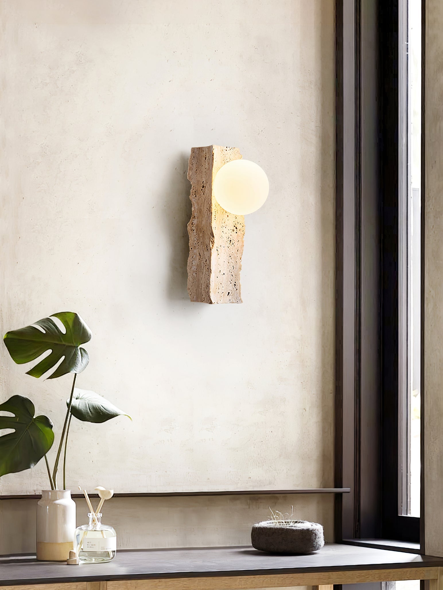 Elnoren Organic Travertine Wall Light-Neutral Decor