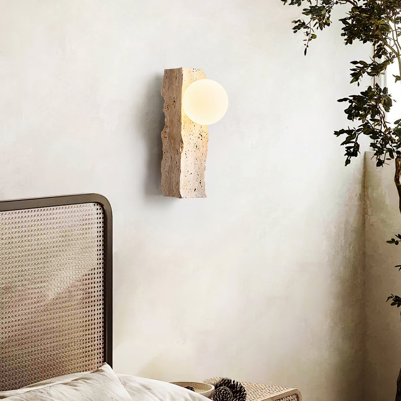 Elnoren Organic Travertine Wall Light-Neutral Decor