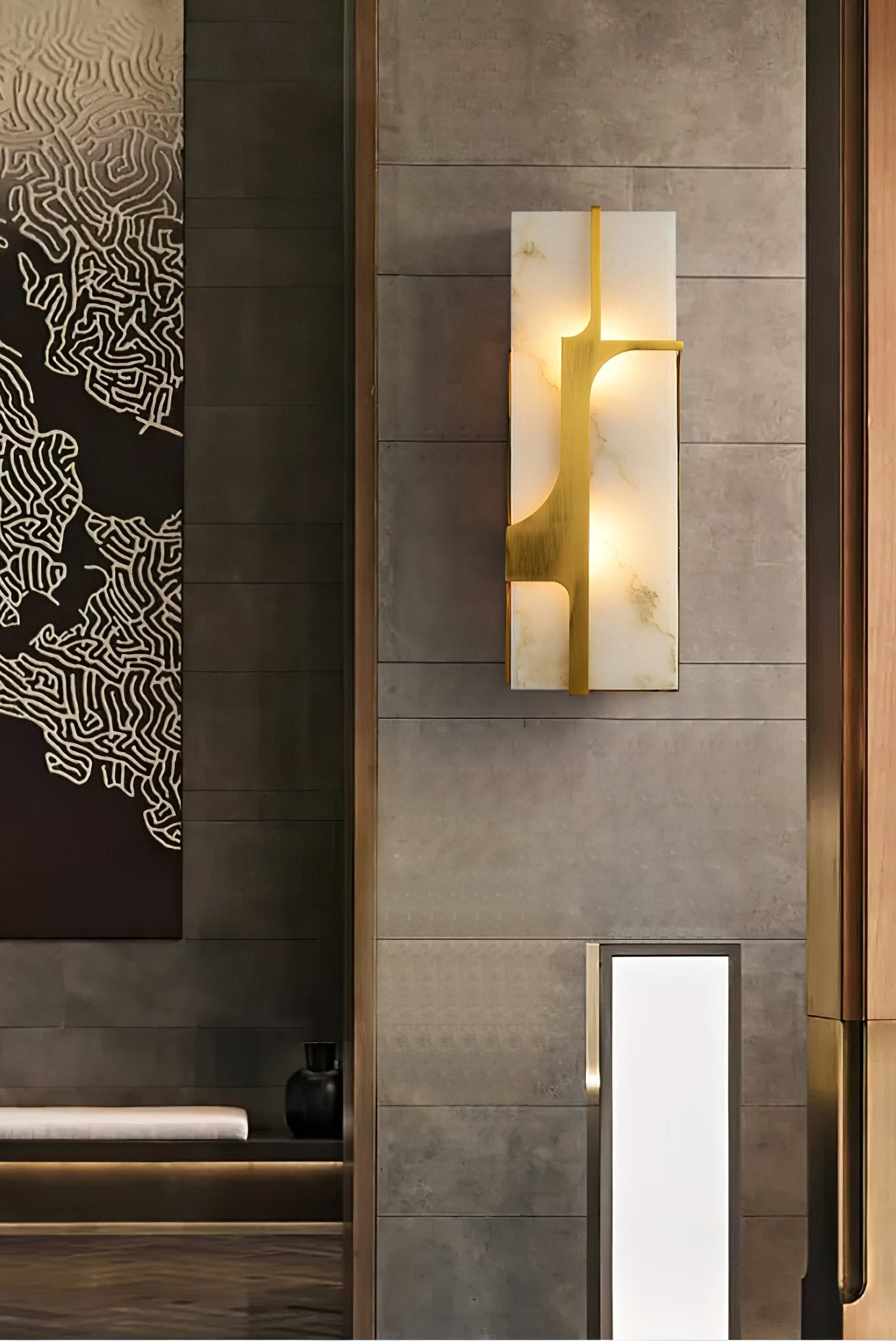Ocarionis Geometric Alabaster Wall Light-Neutral Decor