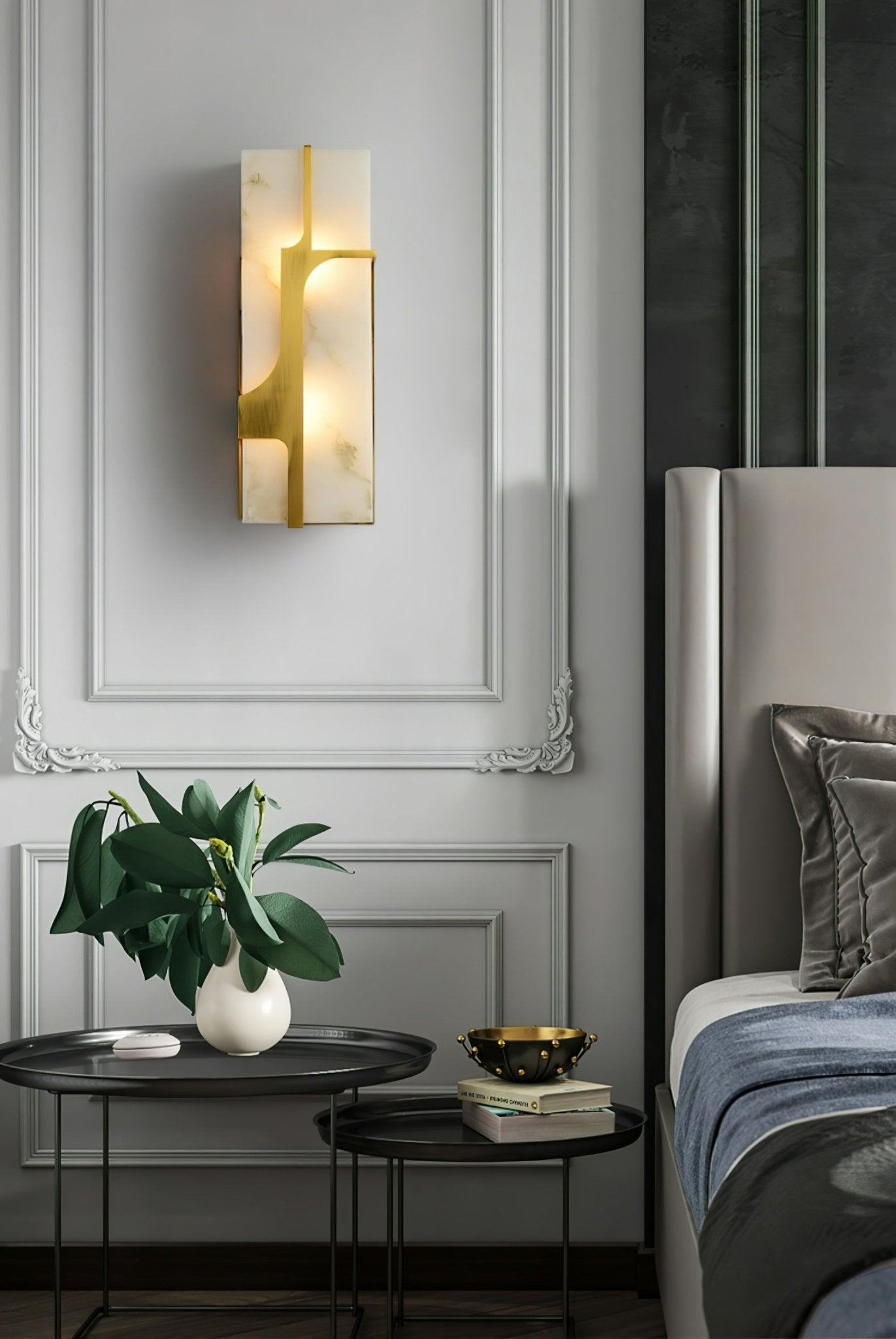 Ocarionis Geometric Alabaster Wall Light-Neutral Decor
