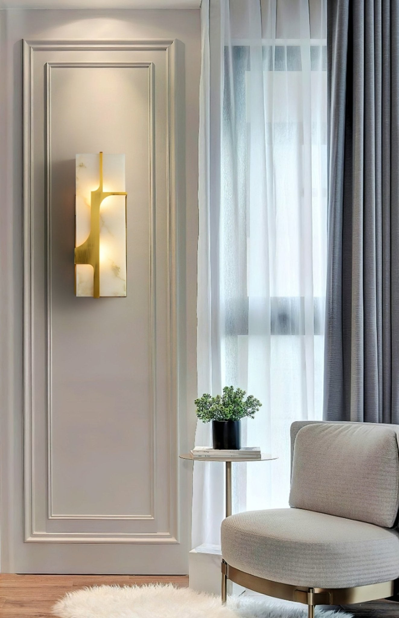 Ocarionis Geometric Alabaster Wall Light-Neutral Decor
