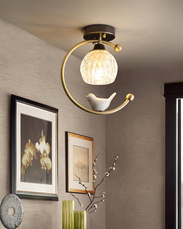 Otis Linearo Artistic Ceramic Bird Ceiling Light-Neutral Decor