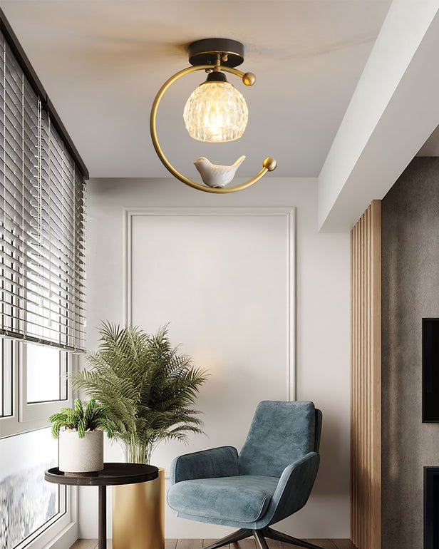 Otis Linearo Artistic Ceramic Bird Ceiling Light-Neutral Decor