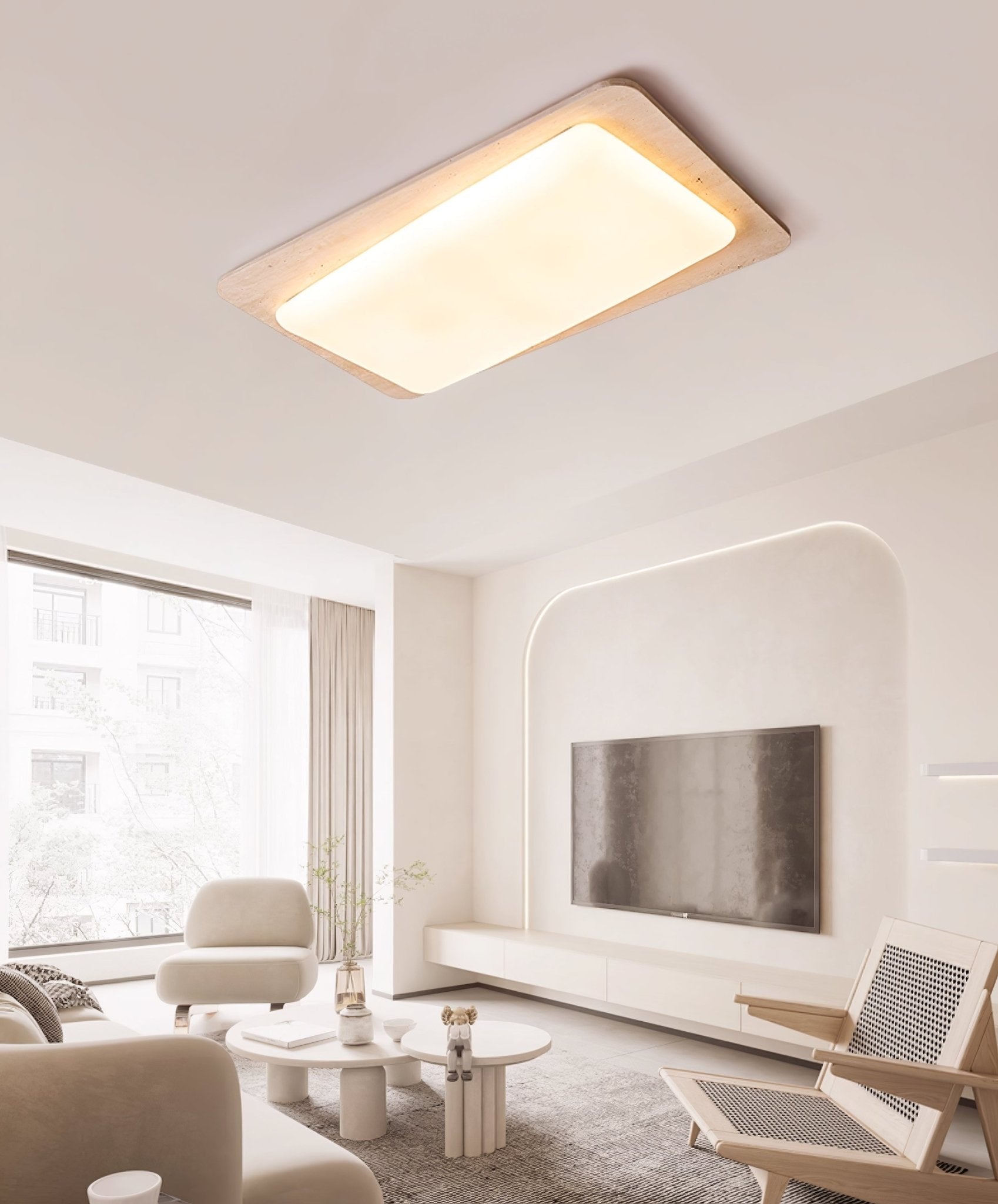 Iris Travertine Ceiling Light-Neutral Decor