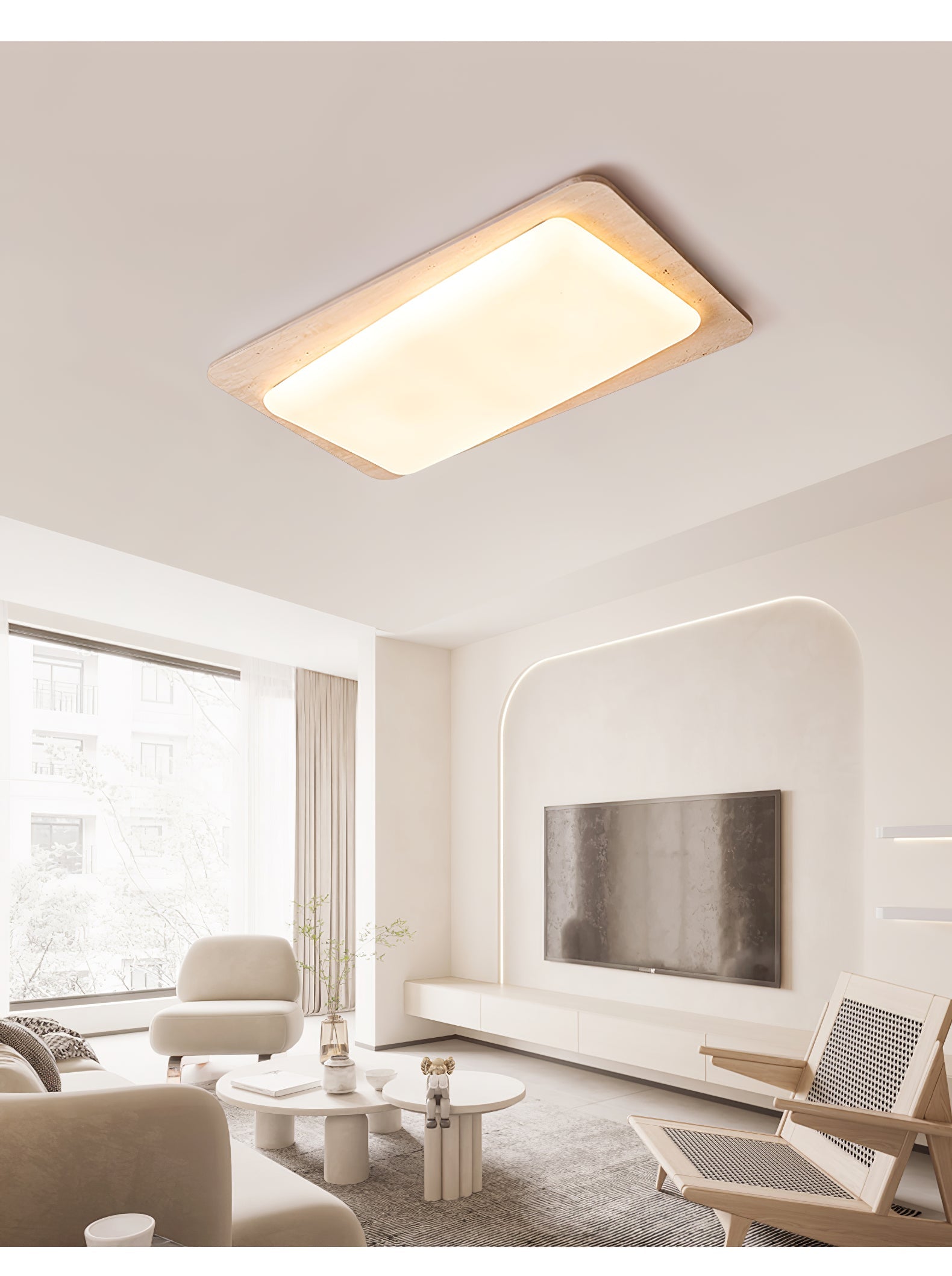 Iris Travertine Ceiling Light-Neutral Decor