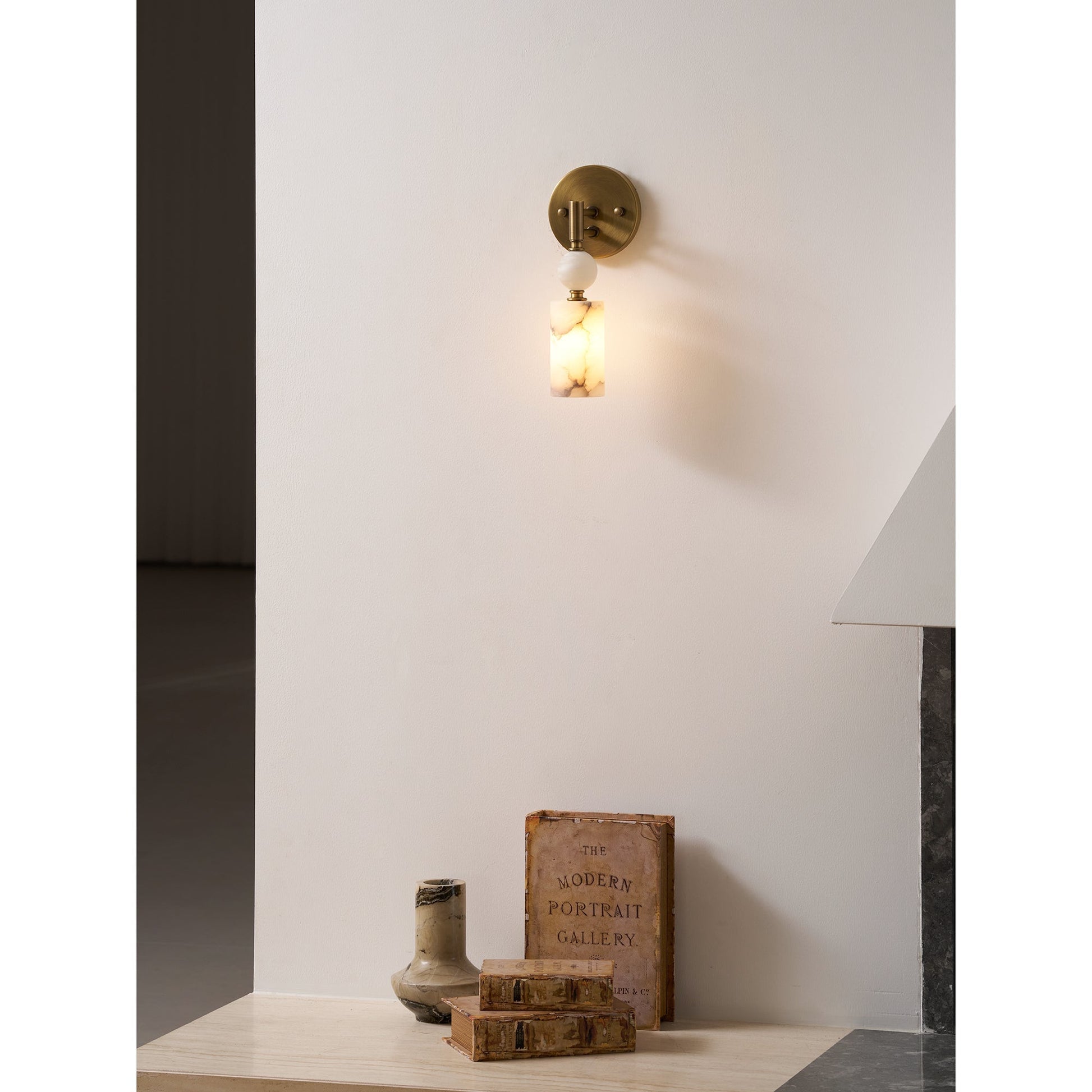 Dimensional graphic of the Kingston Marble Wall Lamp with measurements.