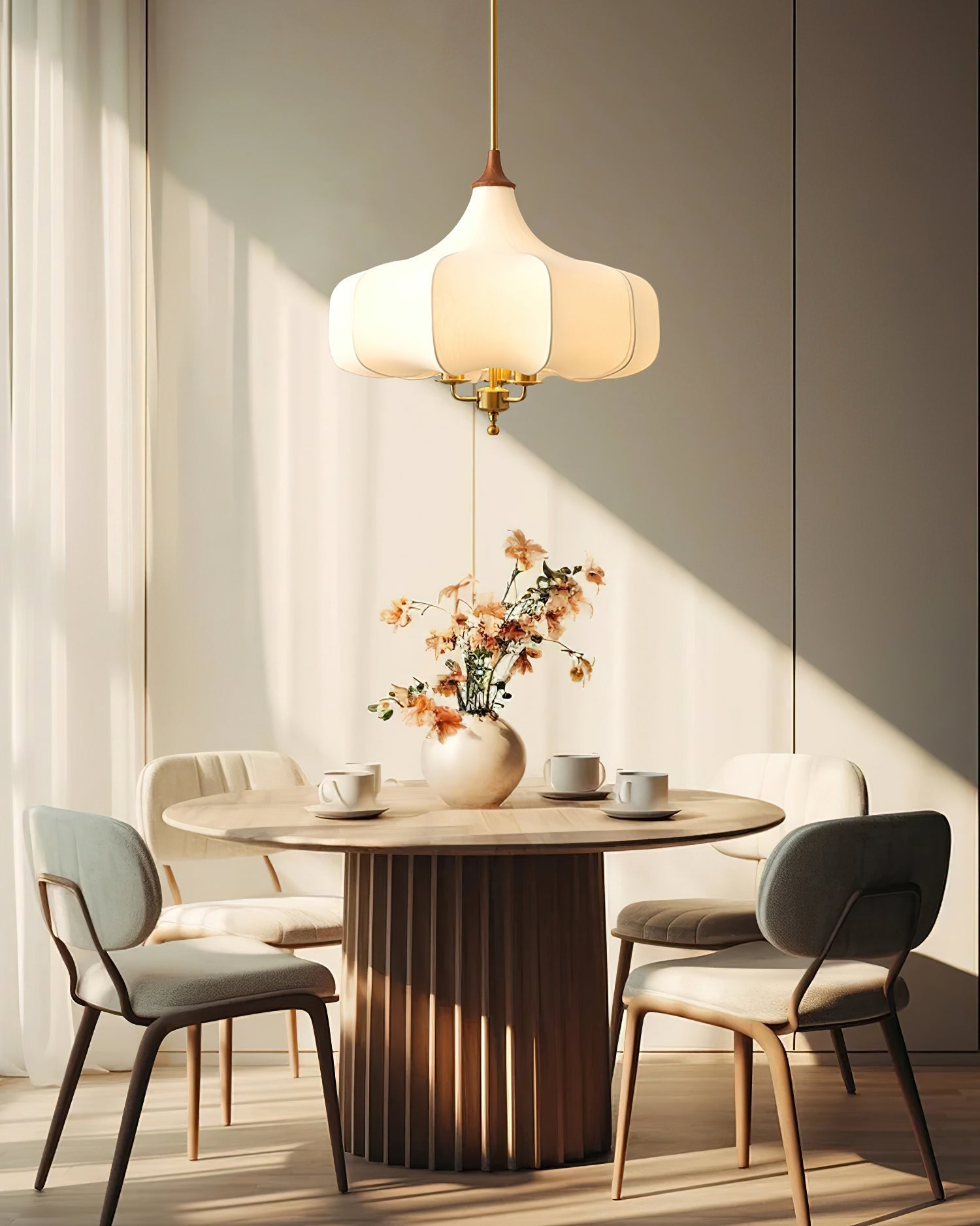 Jorath Fabric & Wood Pendant Light-Neutral Decor