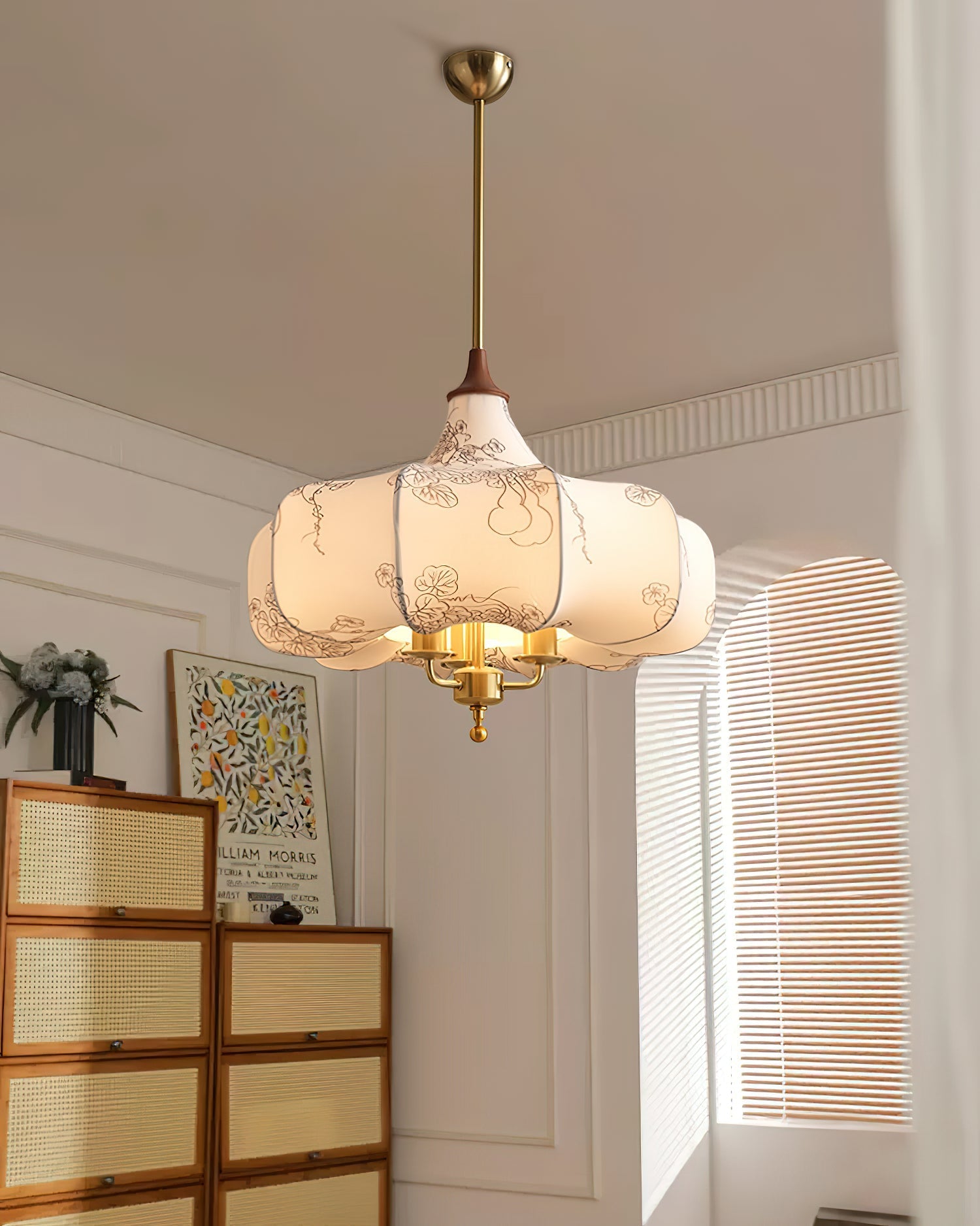 Jorath Fabric & Wood Pendant Light-Neutral Decor