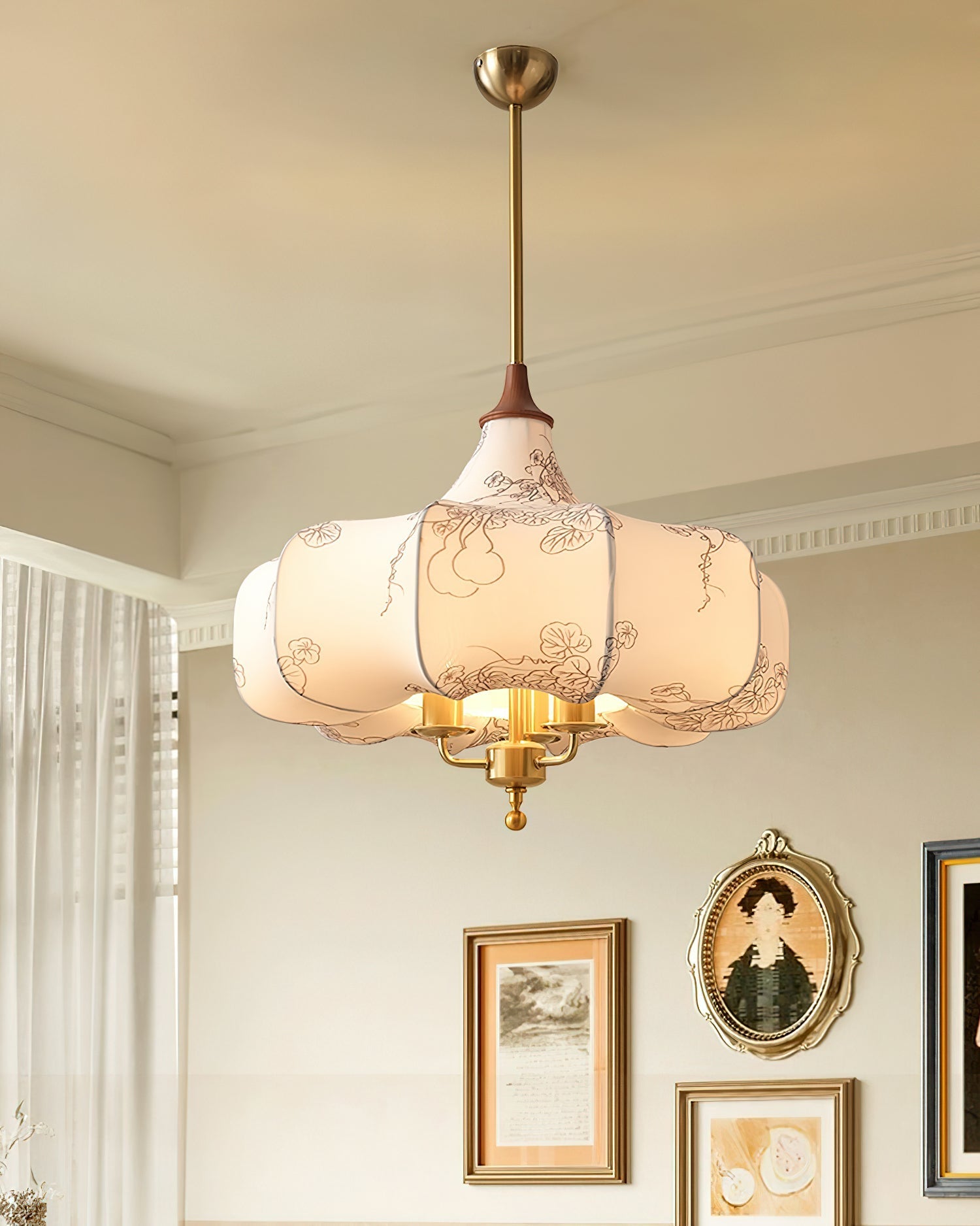 Jorath Fabric & Wood Pendant Light-Neutral Decor