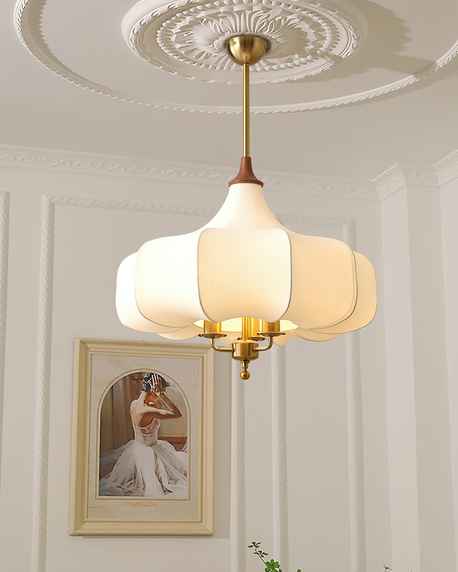 Jorath Fabric & Wood Pendant Light-Neutral Decor