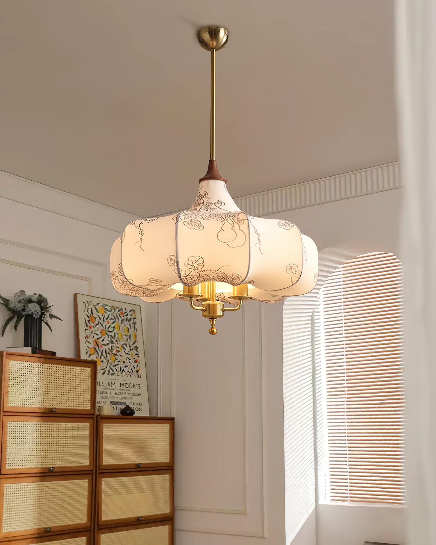 Jorath Fabric & Wood Pendant Light-Neutral Decor