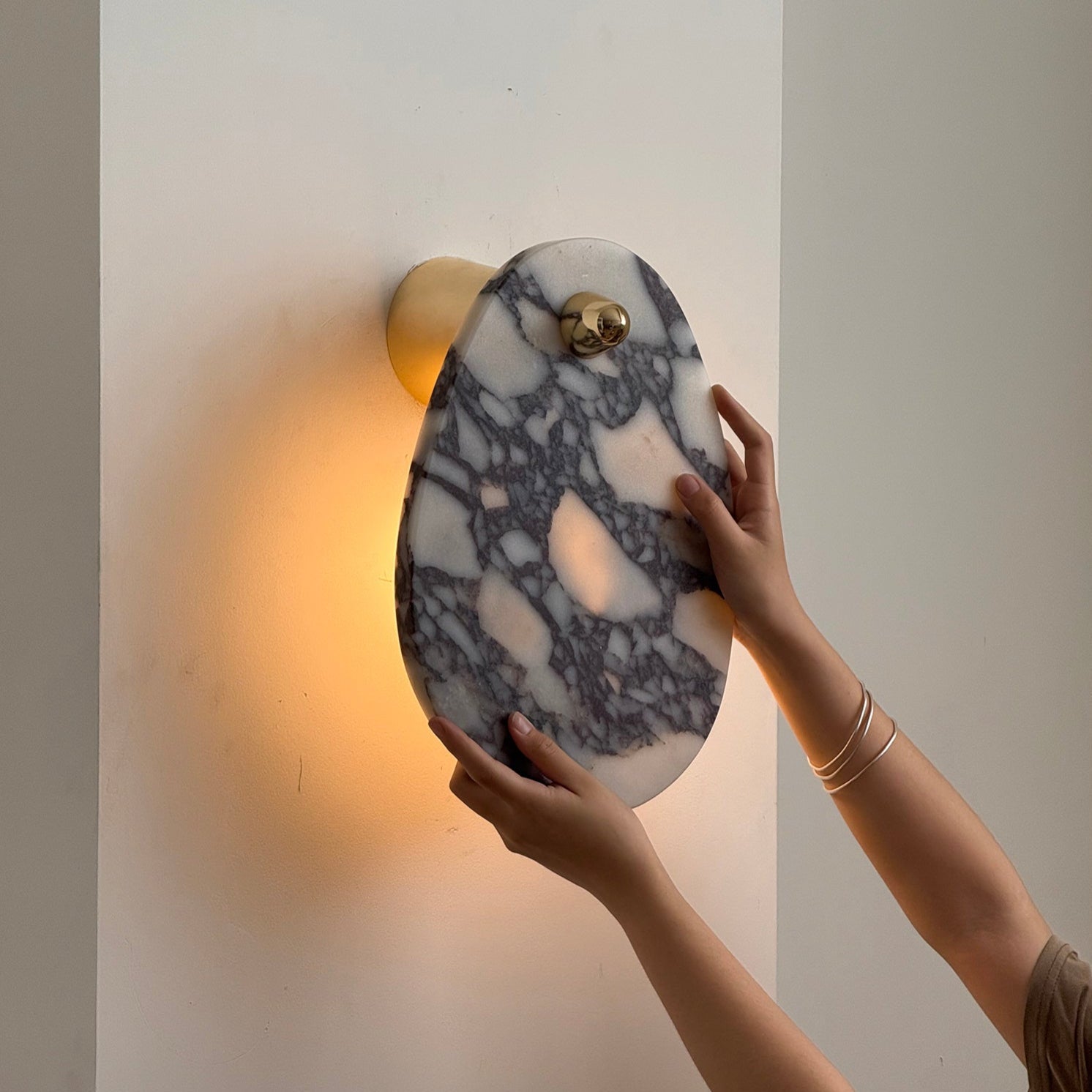 Norduvys Modern Luxurious  Metal Marble Wall Lamp