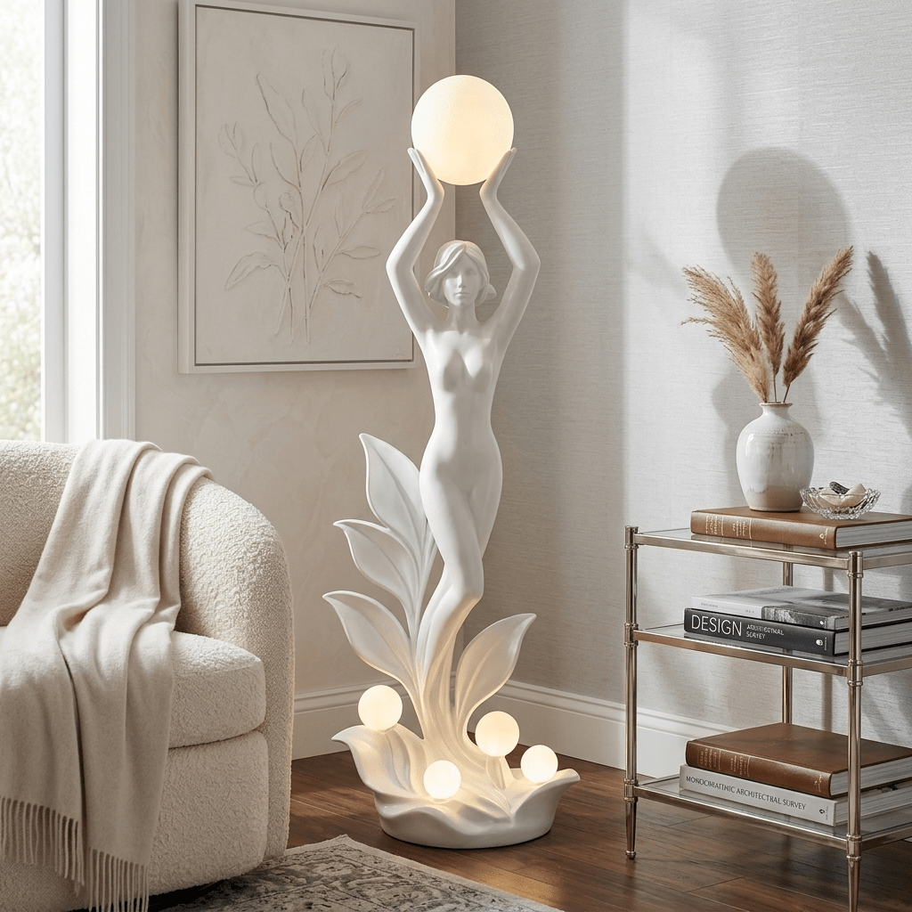 Aurora Muse Sculptural Floor Lamp-Neutral Decor