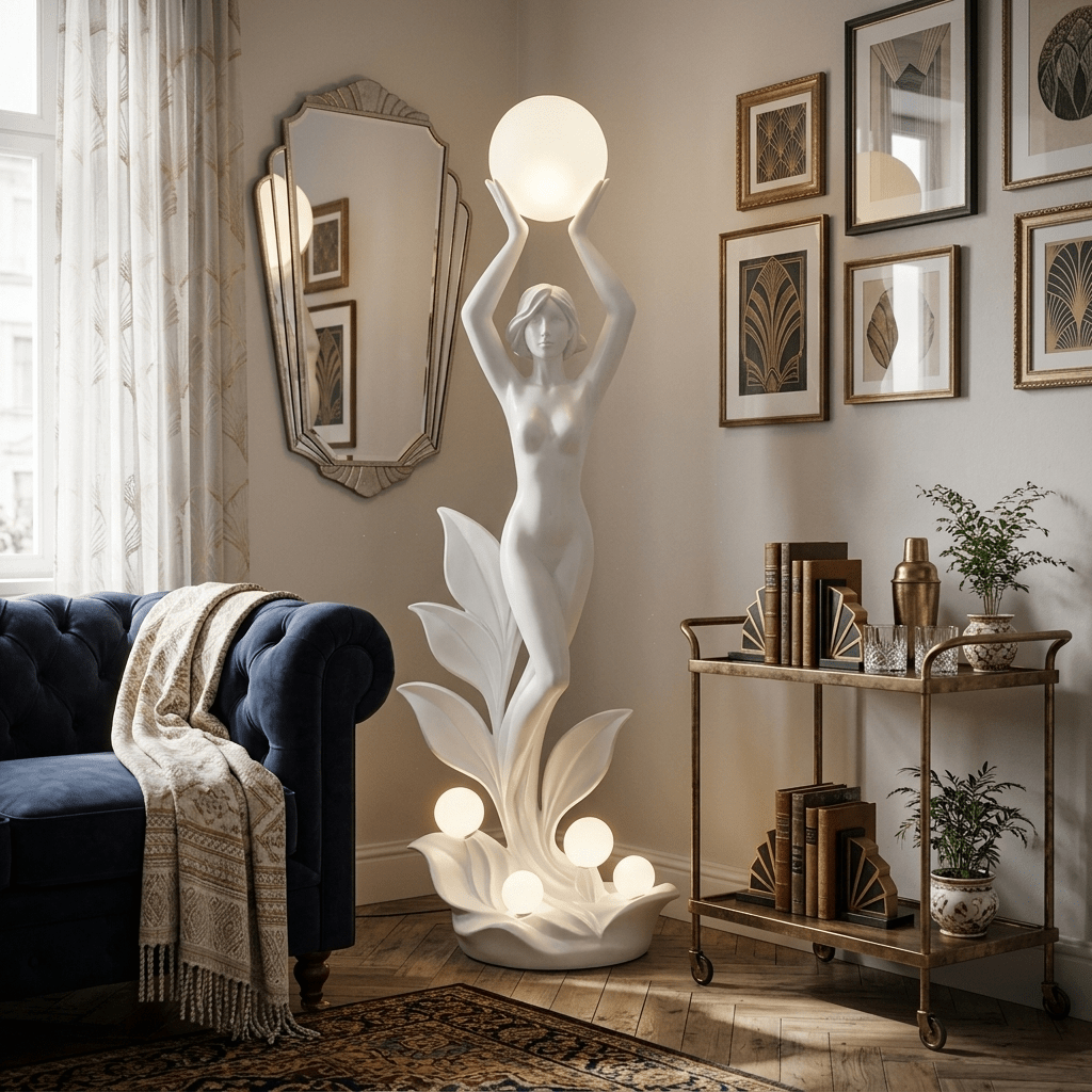 Aurora Muse Sculptural Floor Lamp-Neutral Decor