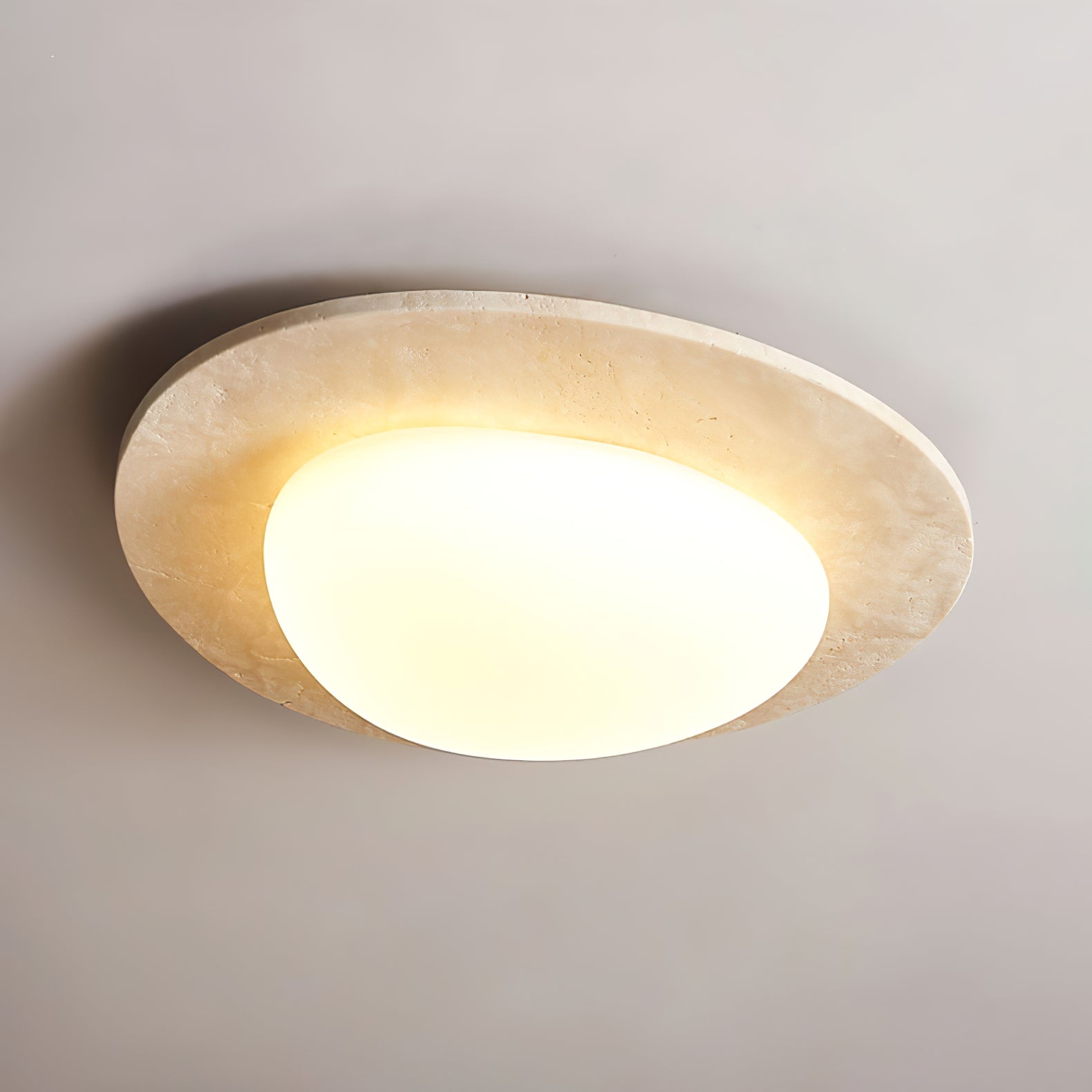 Orlaeisra Circular Travertine Ceiling Light-Neutral Decor