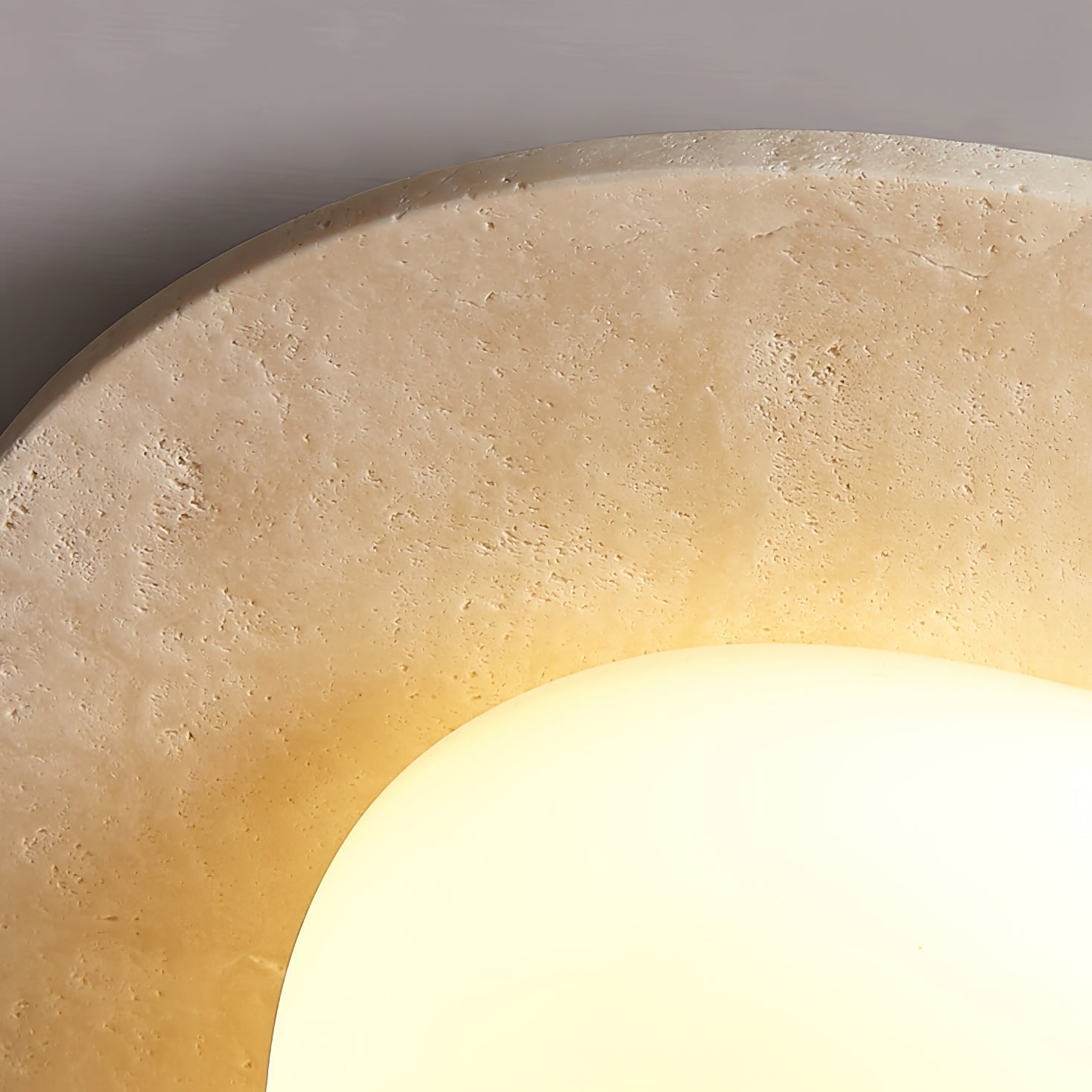 Orlaeisra Circular Travertine Ceiling Light-Neutral Decor