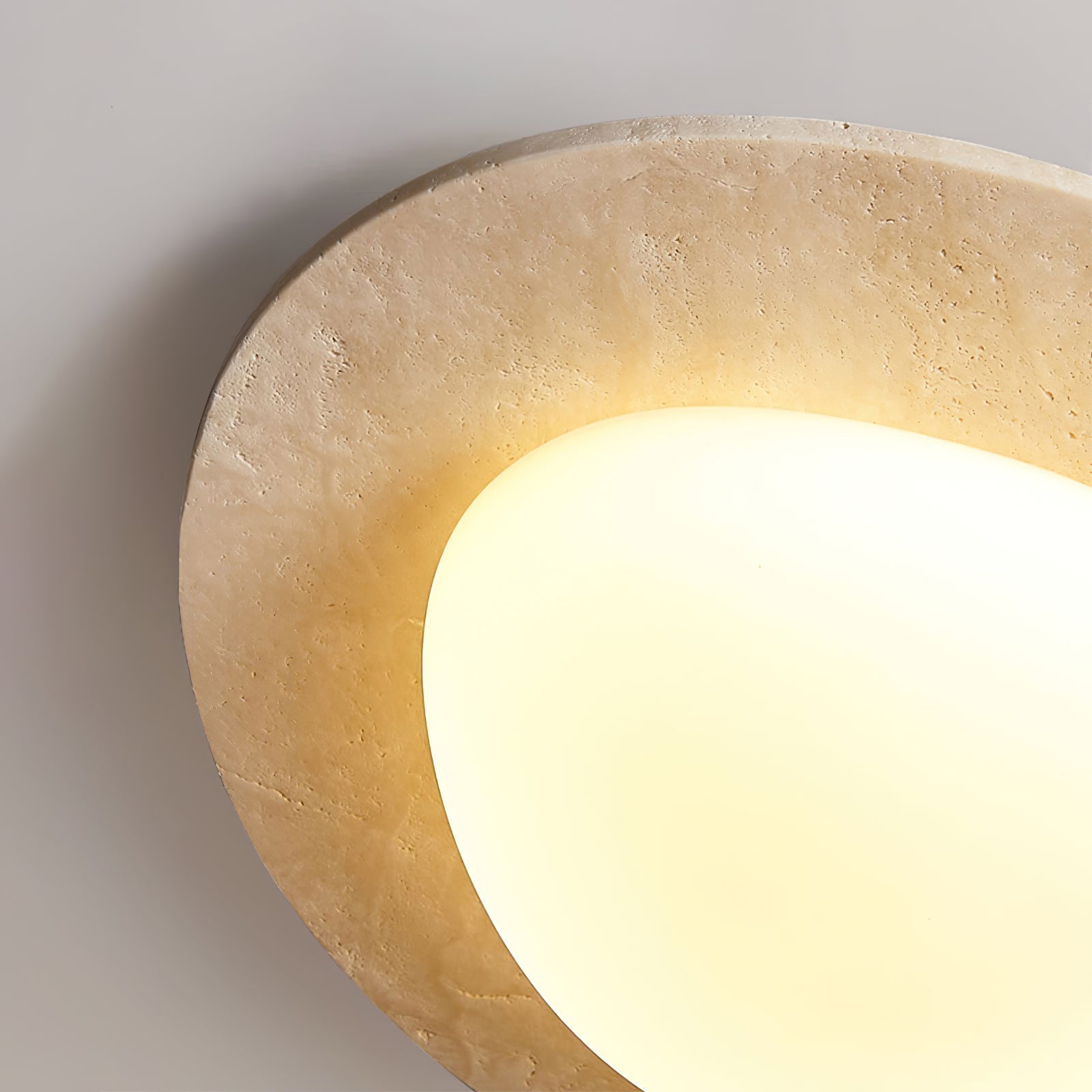 Orlaeisra Circular Travertine Ceiling Light-Neutral Decor