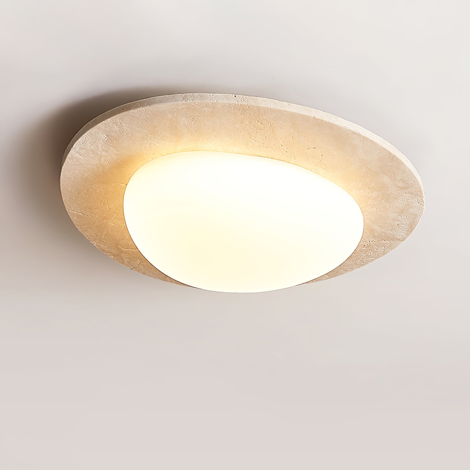 Orlaeisra Circular Travertine Ceiling Light-Neutral Decor