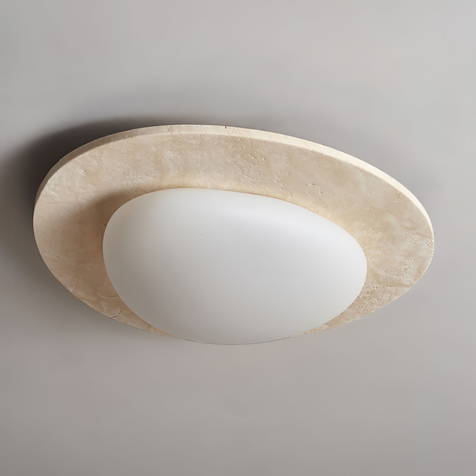 Orlaeisra Circular Travertine Ceiling Light-Neutral Decor