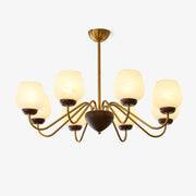 Sytheiel Premium Elegance Wood Glass Chandelier-Neutral Decor