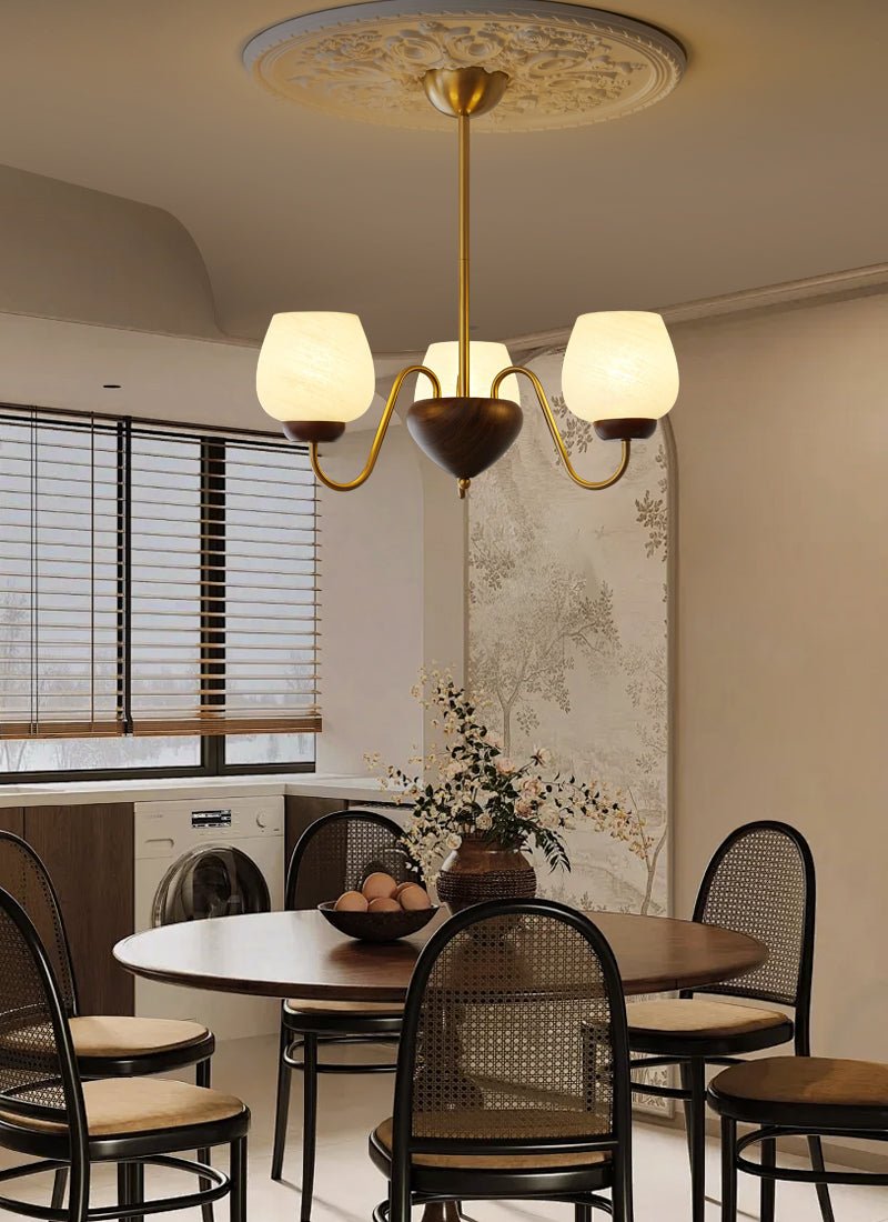 Sytheiel Premium Elegance Wood Glass Chandelier-Neutral Decor