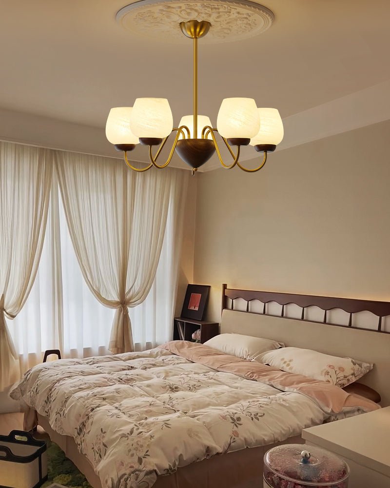 Sytheiel Premium Elegance Wood Glass Chandelier-Neutral Decor