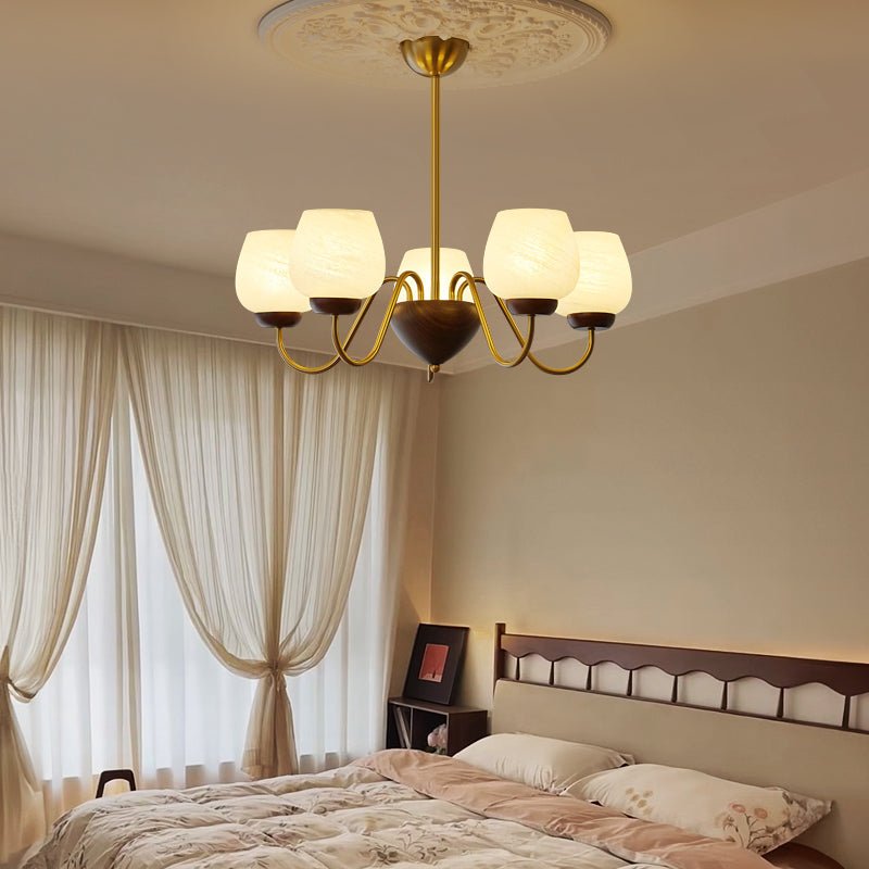 Sytheiel Premium Elegance Wood Glass Chandelier-Neutral Decor