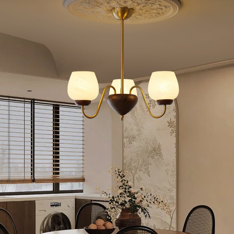 Sytheiel Premium Elegance Wood Glass Chandelier-Neutral Decor