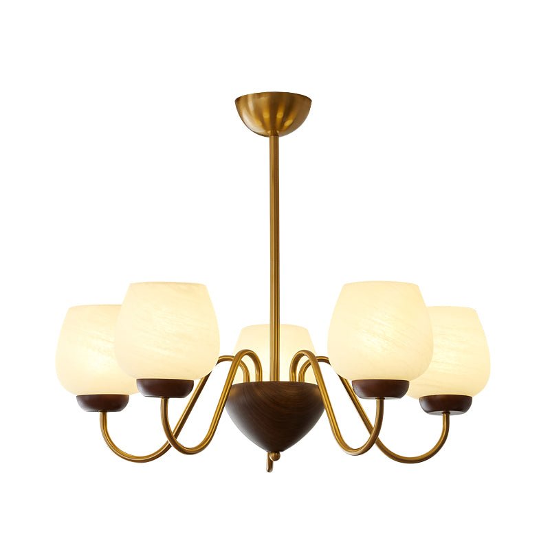 Sytheiel Premium Elegance Wood Glass Chandelier-Neutral Decor