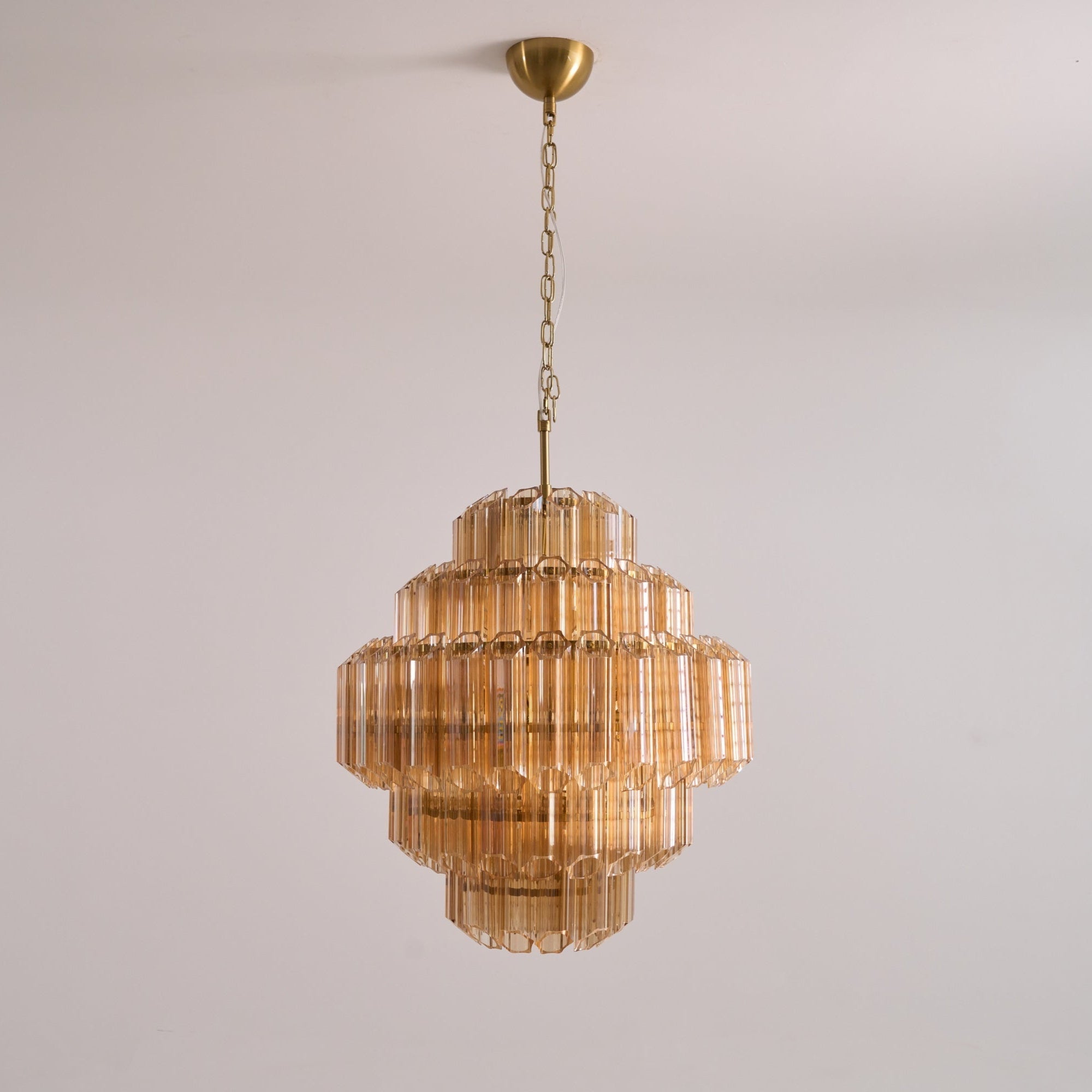 Sola Chandelier Aurum Cascade Murano Glass Prism Art-Neutral Decor