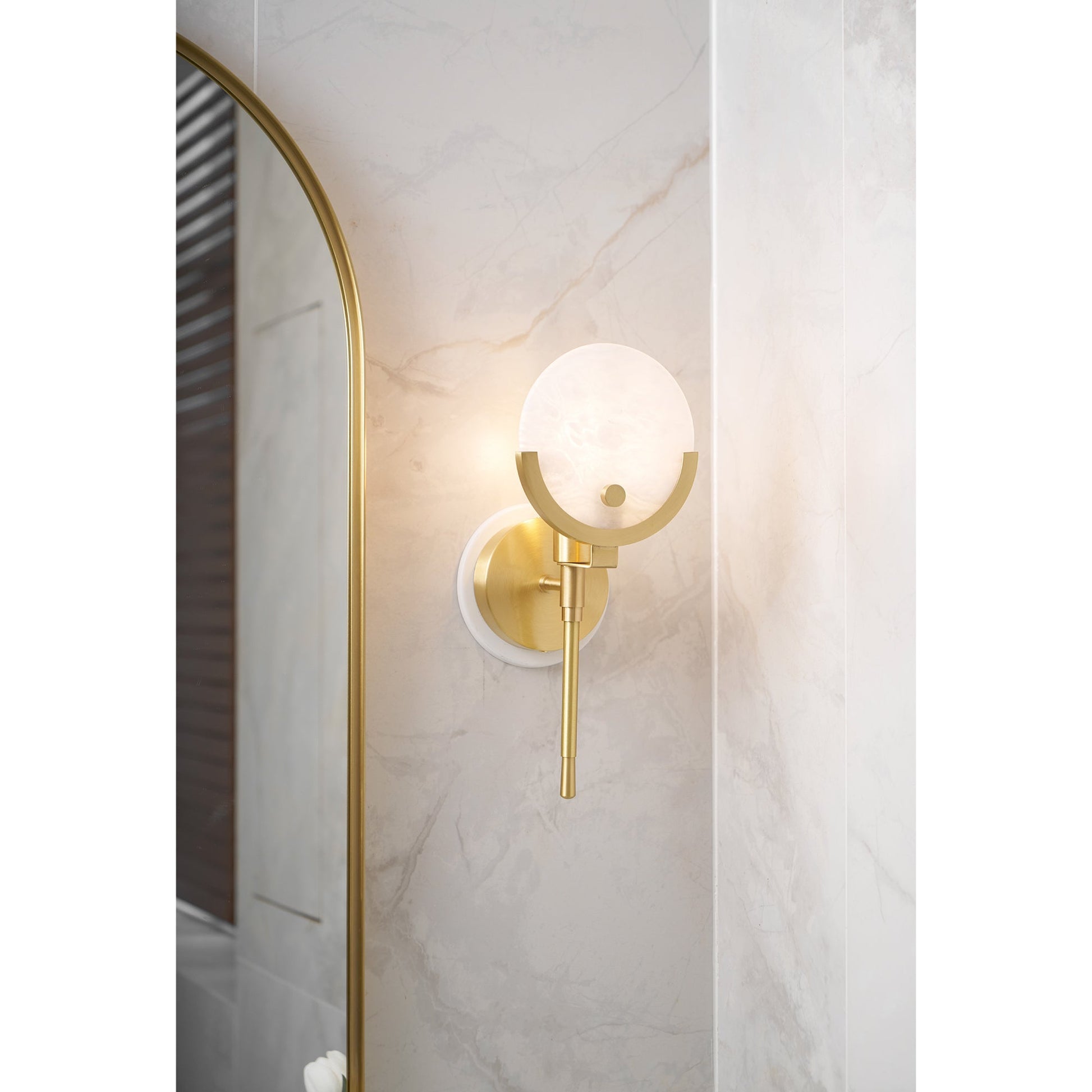 Aminex Sphere Alabaster Wall Light-Neutral Decor