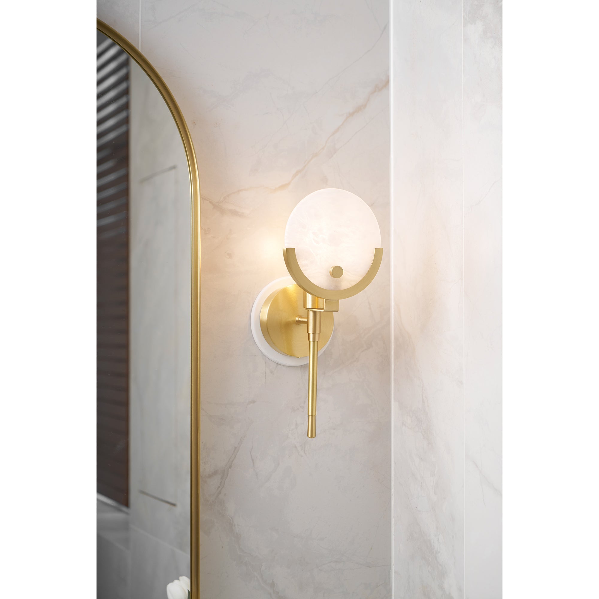 Aminex Sphere Alabaster Wall Light-Neutral Decor