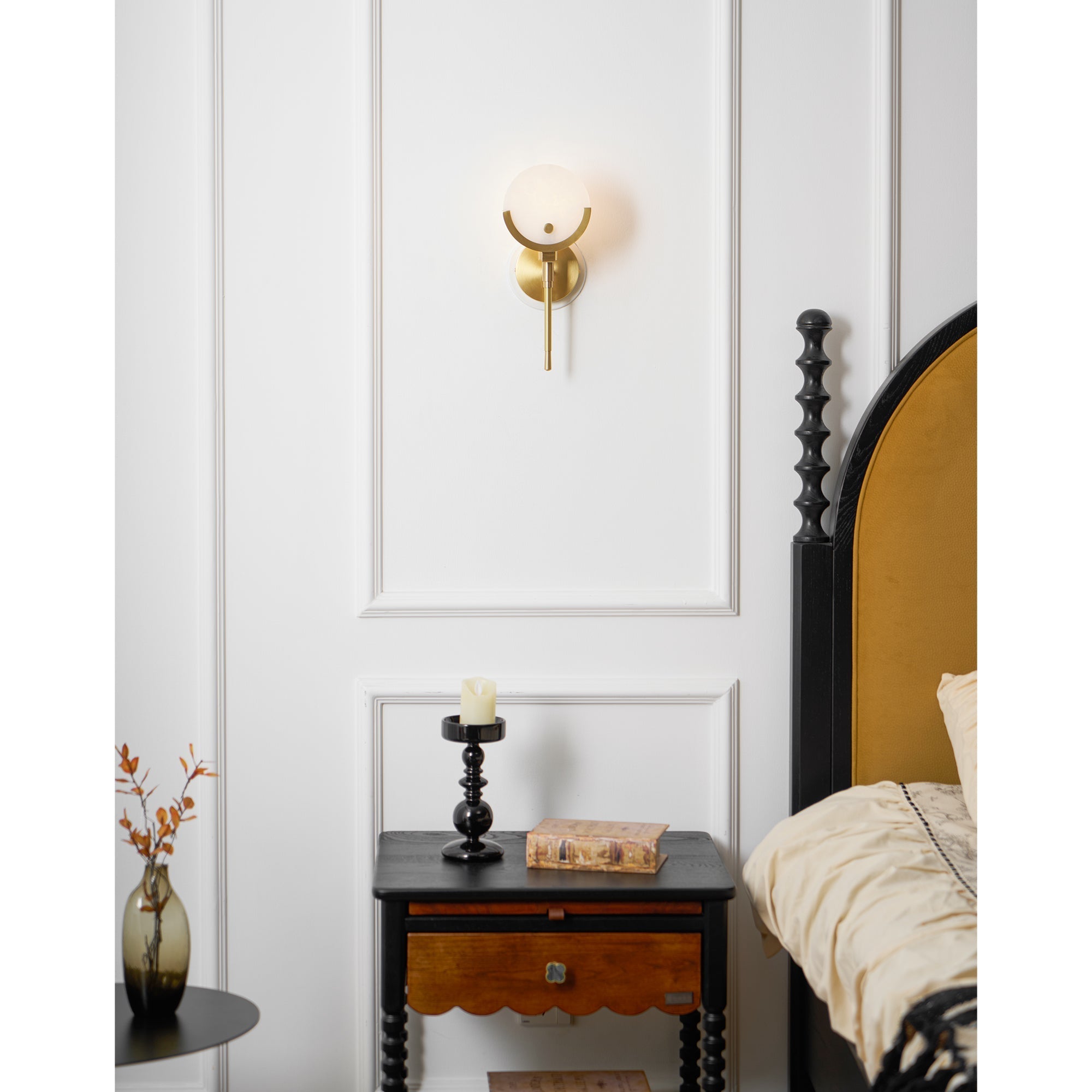 Aminex Sphere Alabaster Wall Light-Neutral Decor