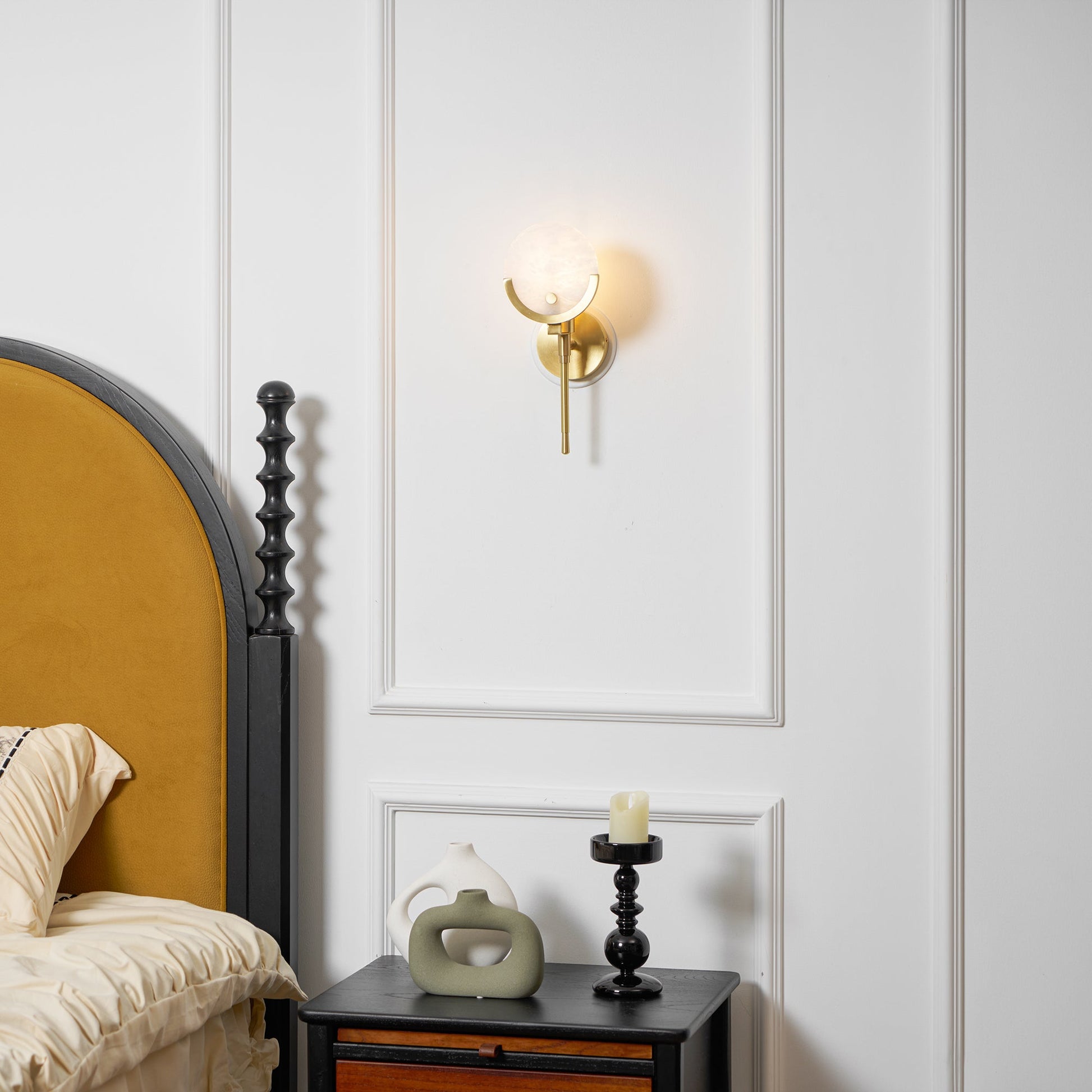 Aminex Sphere Alabaster Wall Light-Neutral Decor