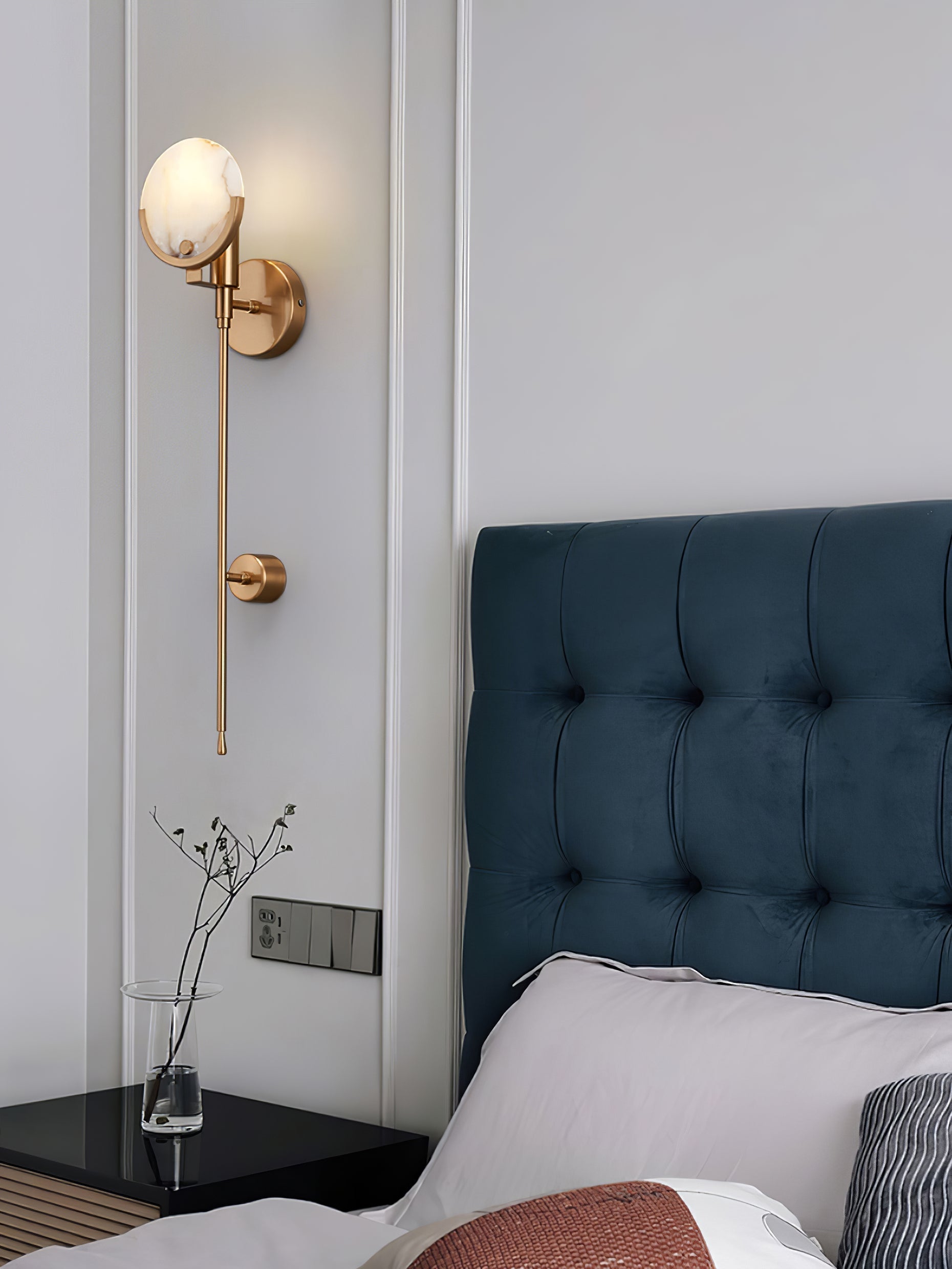 Ljomuvyo Modern Minimalist Brass Alabaster Sconce Wall Lamp