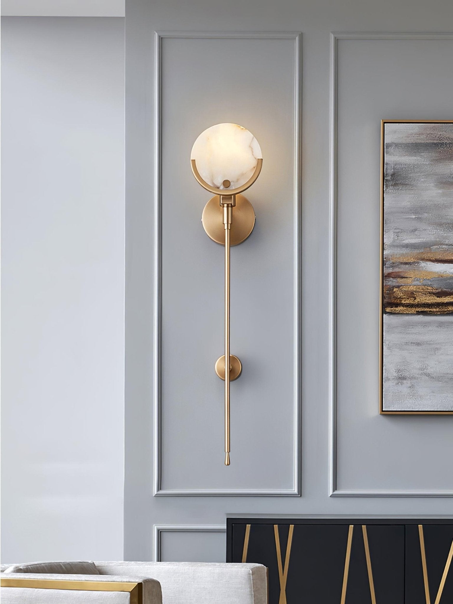 Aminex Sphere Alabaster Wall Light-Neutral Decor