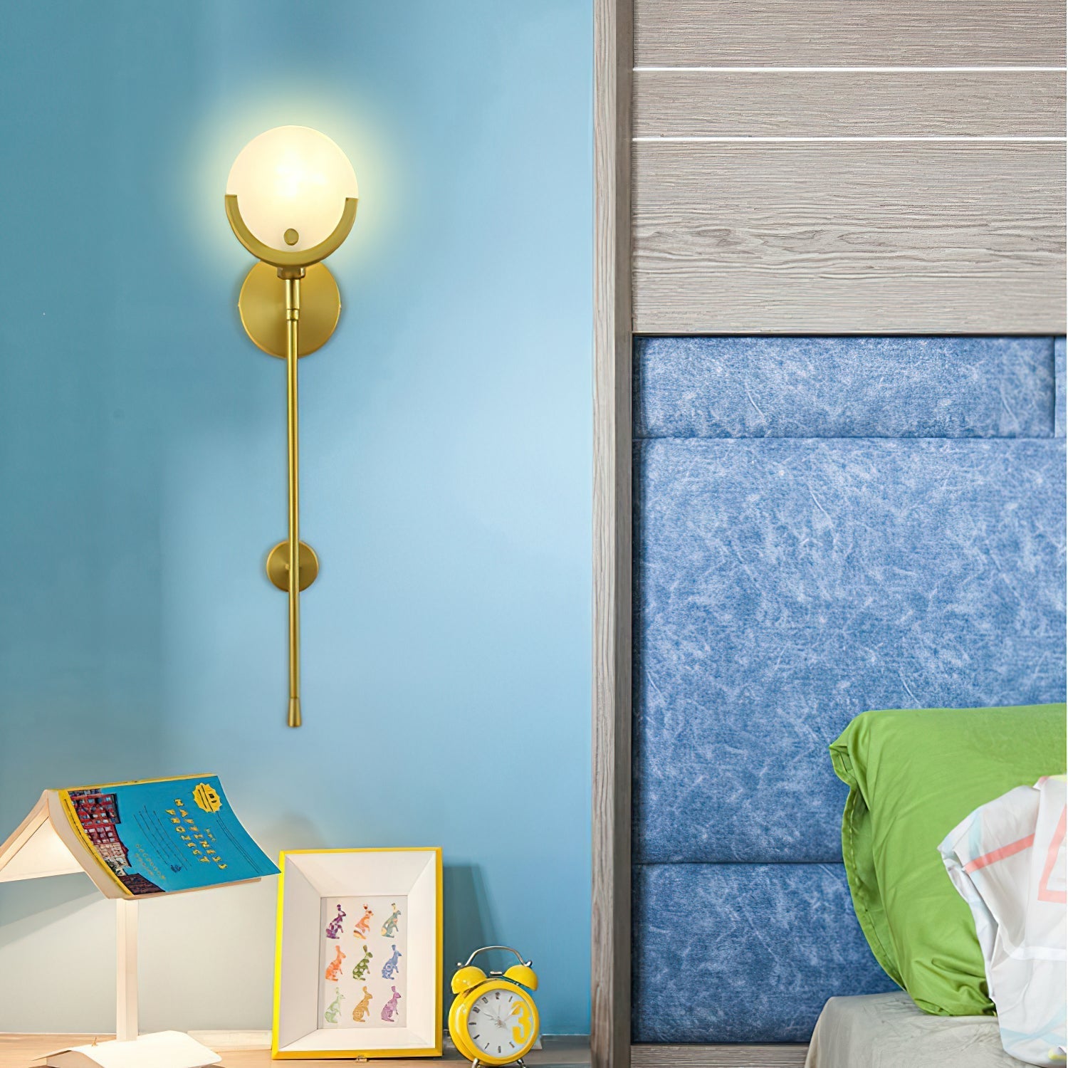 Ljomuvyo Modern Minimalist Brass Alabaster Sconce Wall Lamp