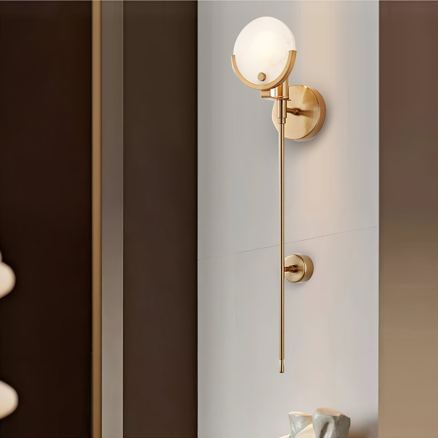 Ljomuvyo Modern Minimalist Brass Alabaster Sconce Wall Lamp