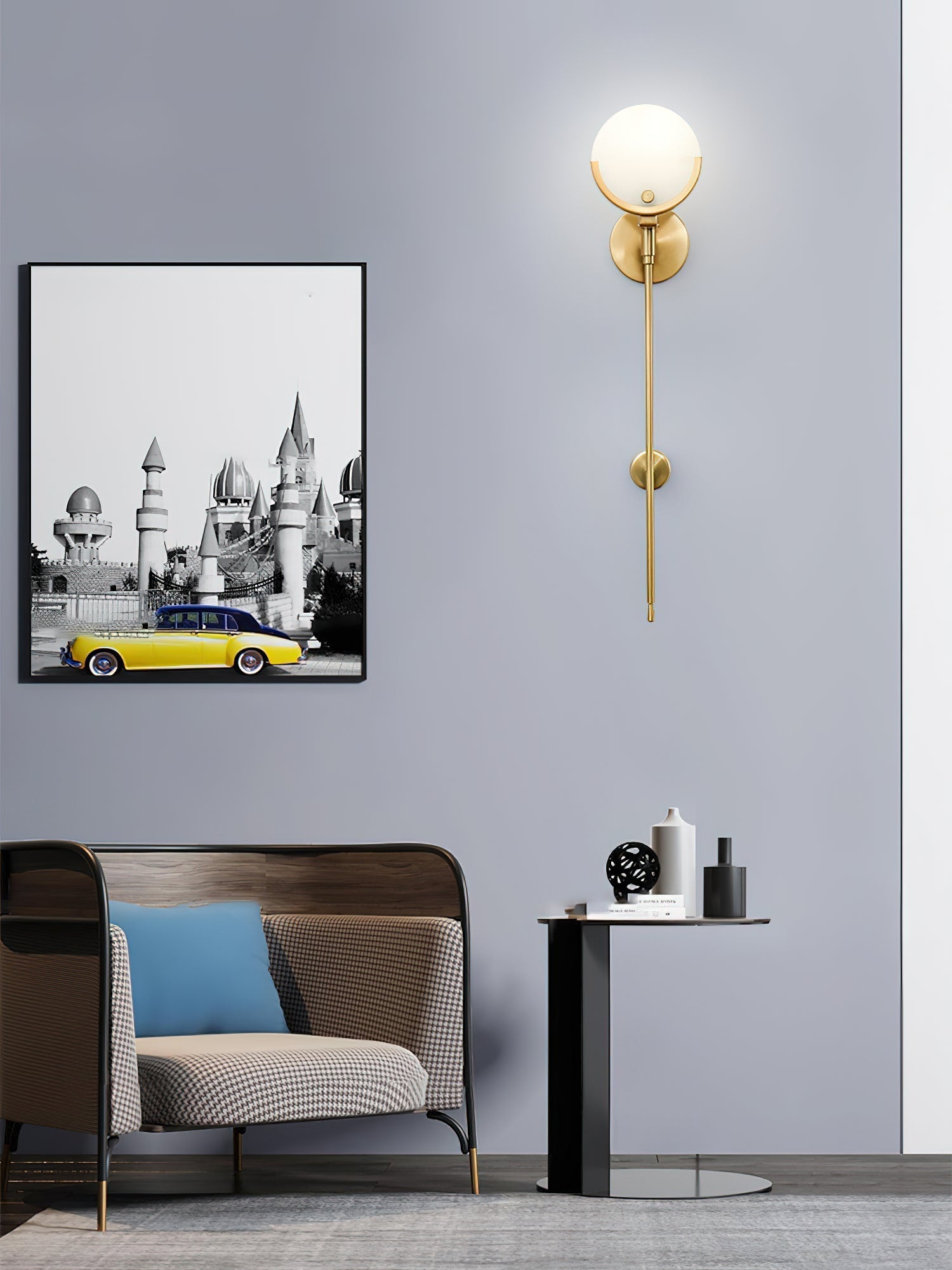 Ljomuvyo Modern Minimalist Brass Alabaster Sconce Wall Lamp