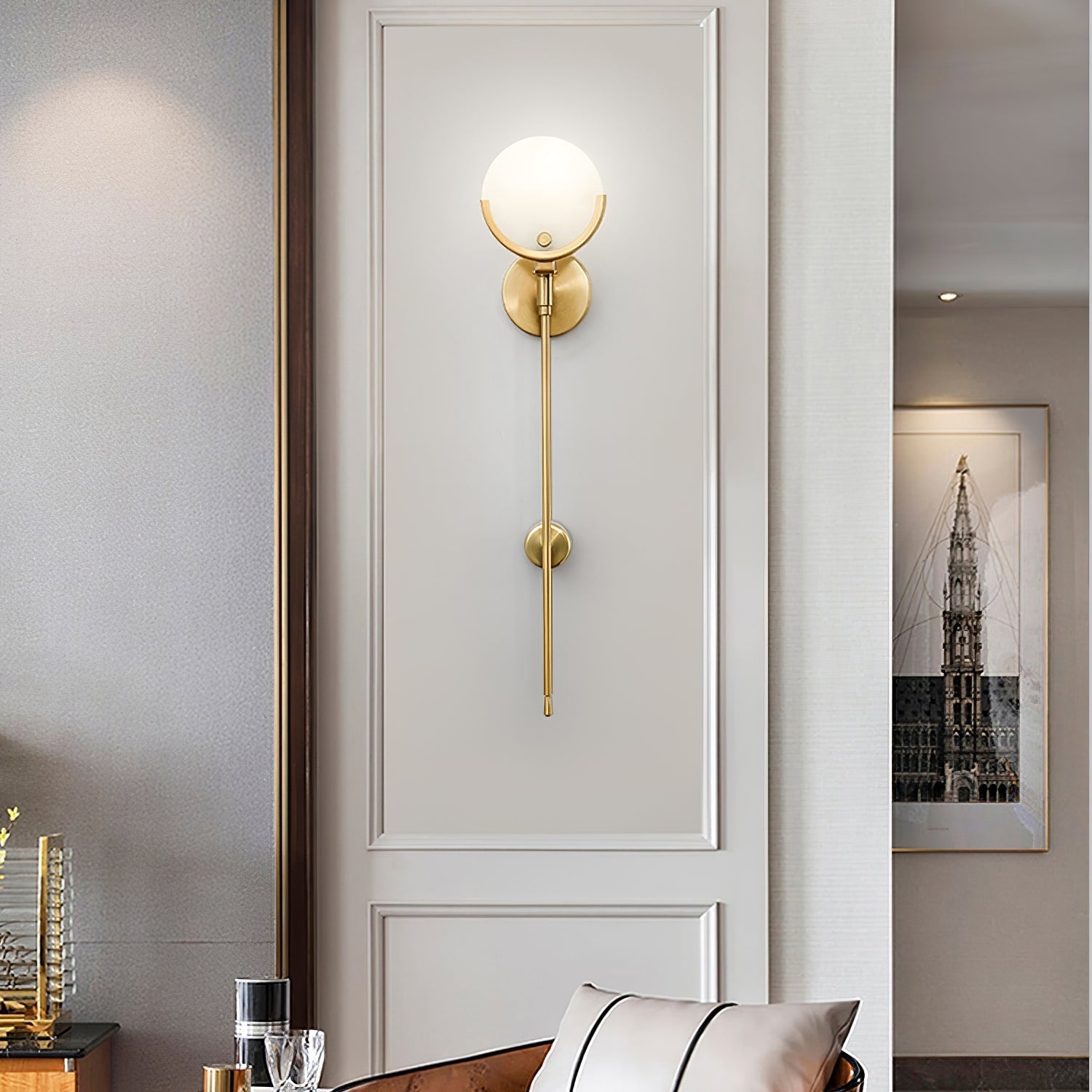 Ljomuvyo Modern Minimalist Brass Alabaster Sconce Wall Lamp