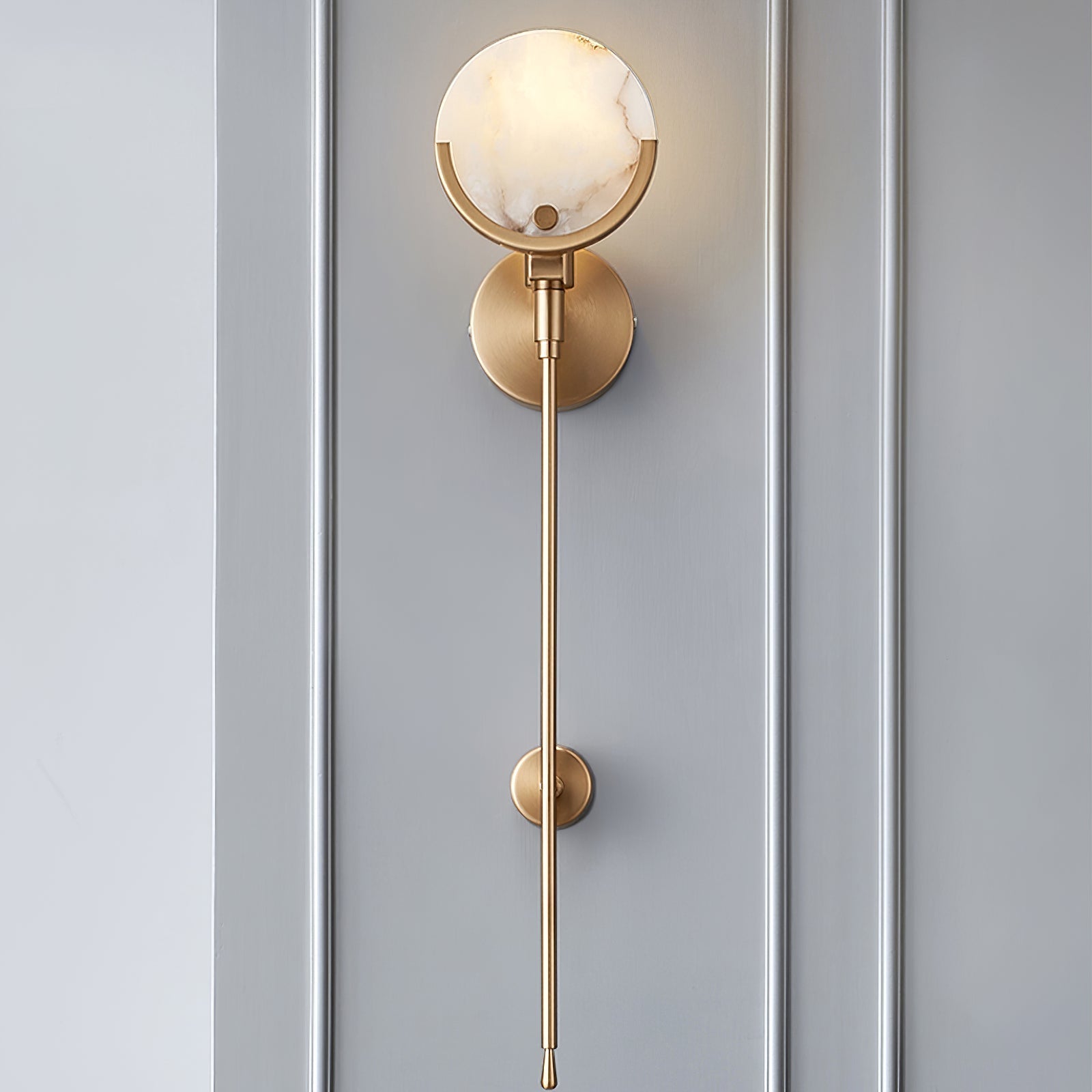 Ljomuvyo Modern Minimalist Brass Alabaster Sconce Wall Lamp