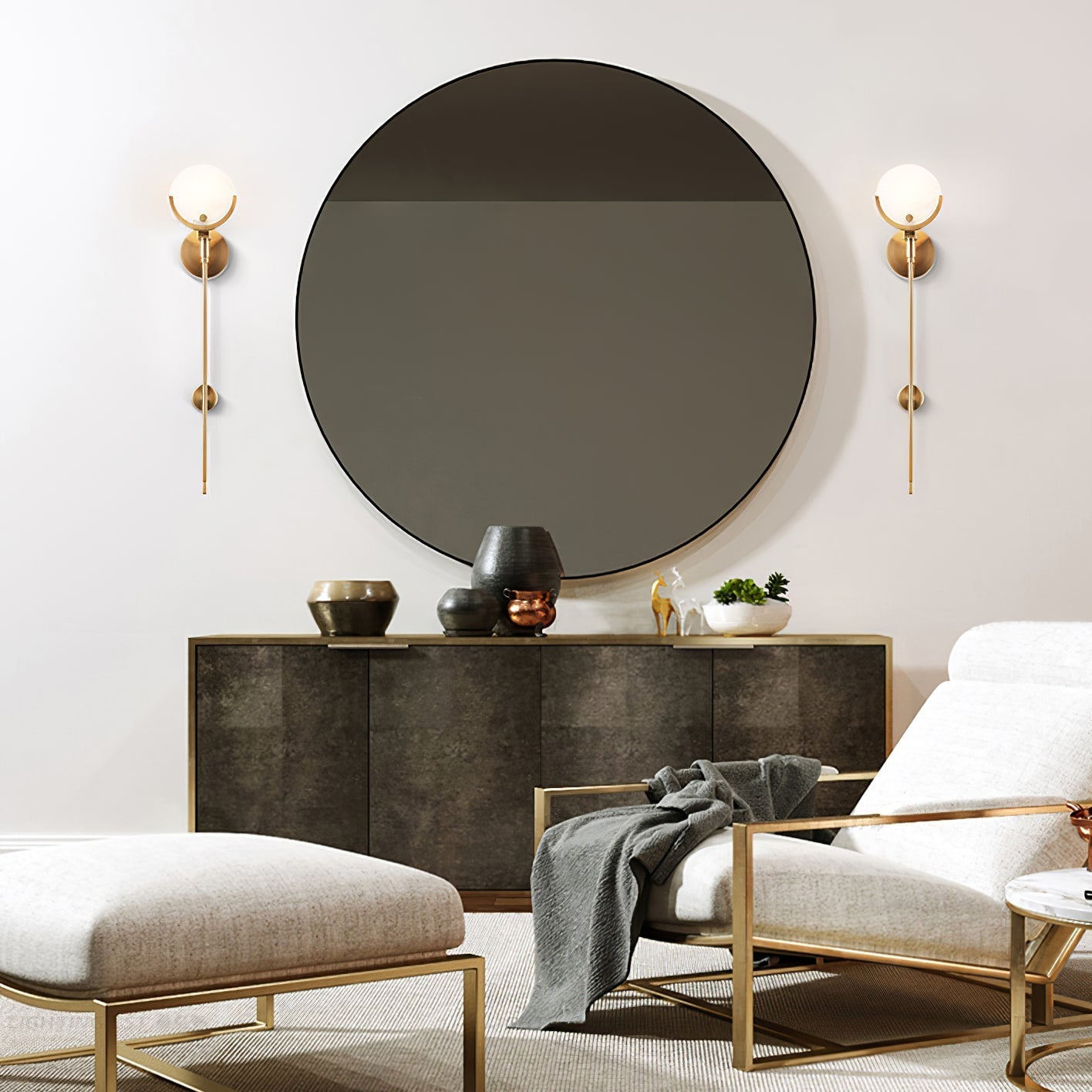Kristy Brass Sconce Alabaster - Neutralighting