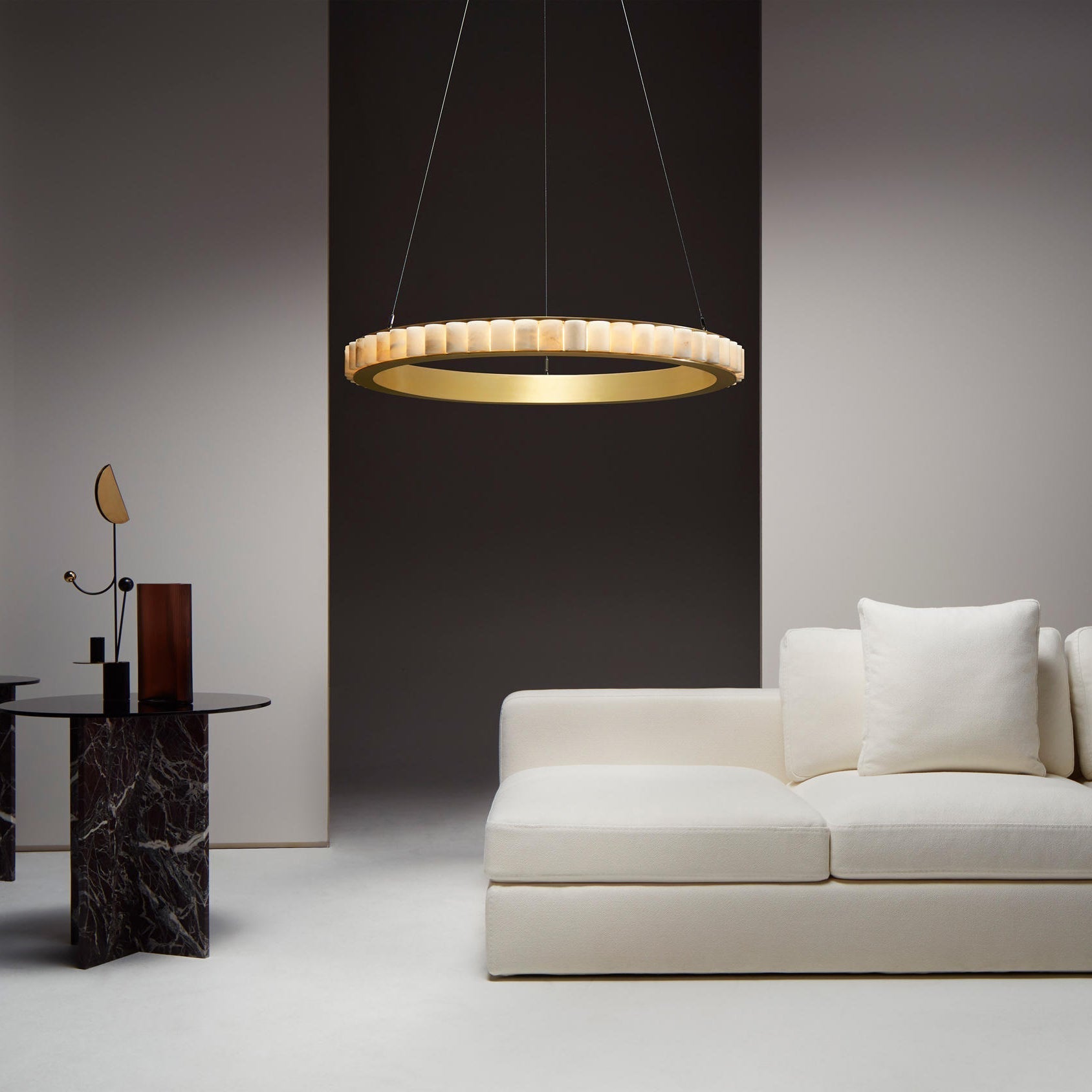 Lyra Postmodern Luxury Stainless Alabaster Chandelier-Neutral Decor