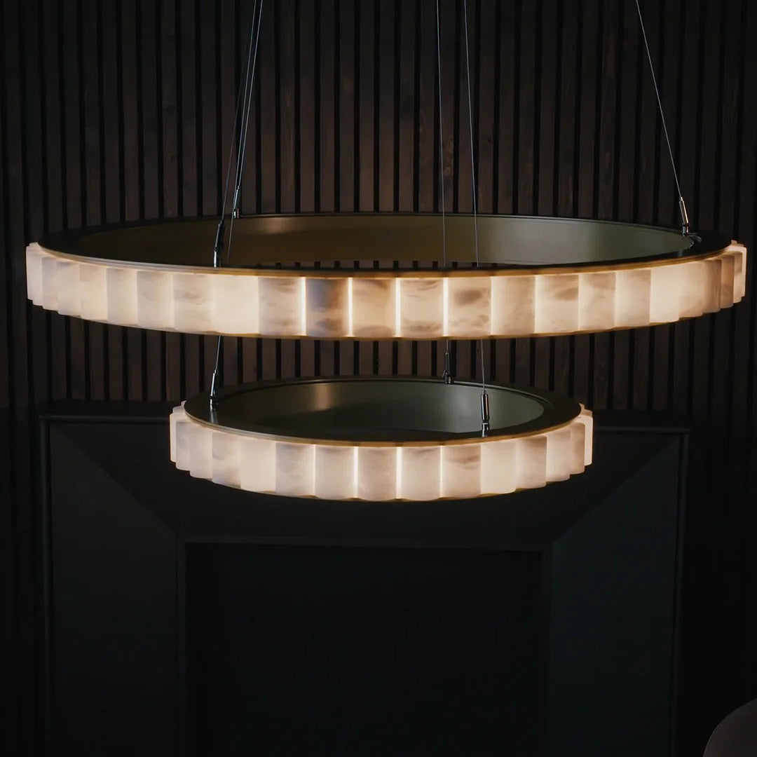 Lyra Postmodern Luxury Stainless Alabaster Chandelier-Neutral Decor