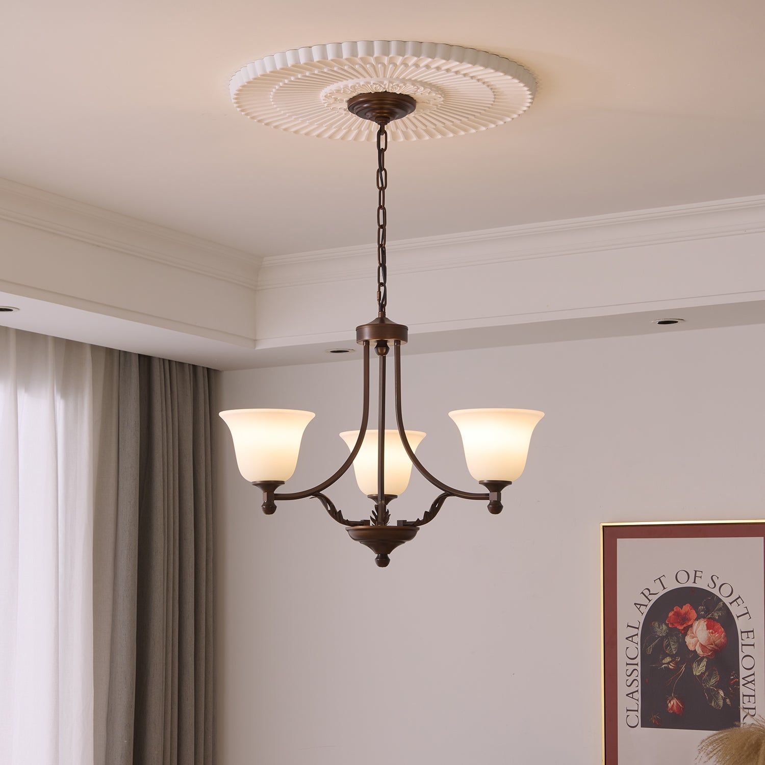 Elorira Traditional Elegance Bloom Glass Chandelier-Neutral Decor