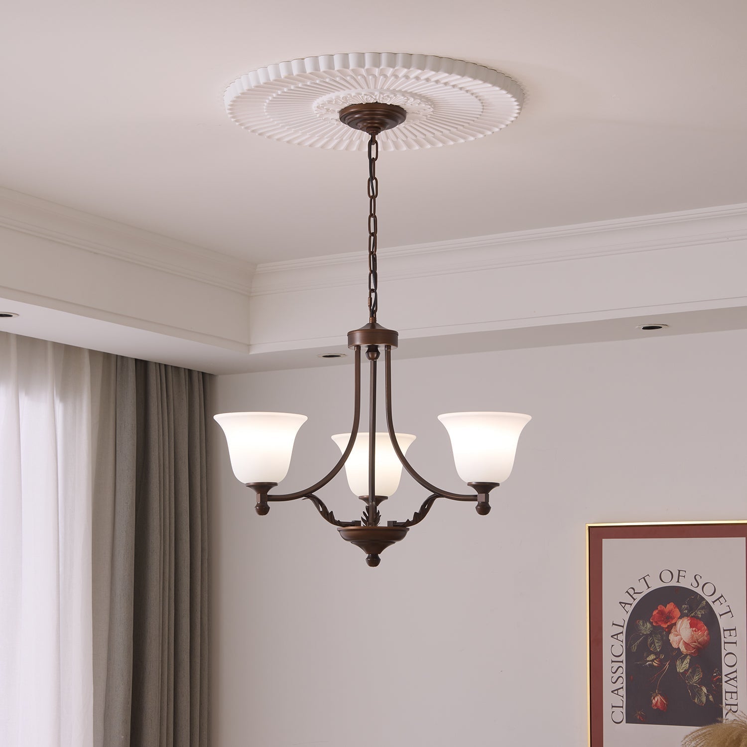 Elorira Traditional Elegance Bloom Glass Chandelier-Neutral Decor