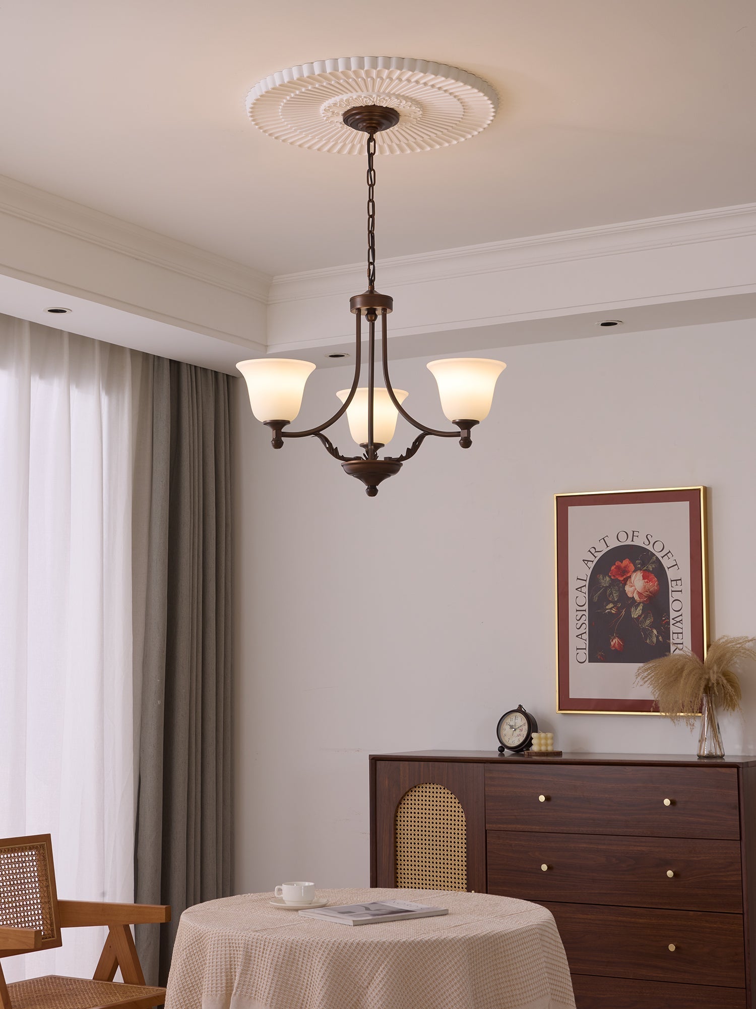 Elorira Traditional Elegance Bloom Glass Chandelier-Neutral Decor