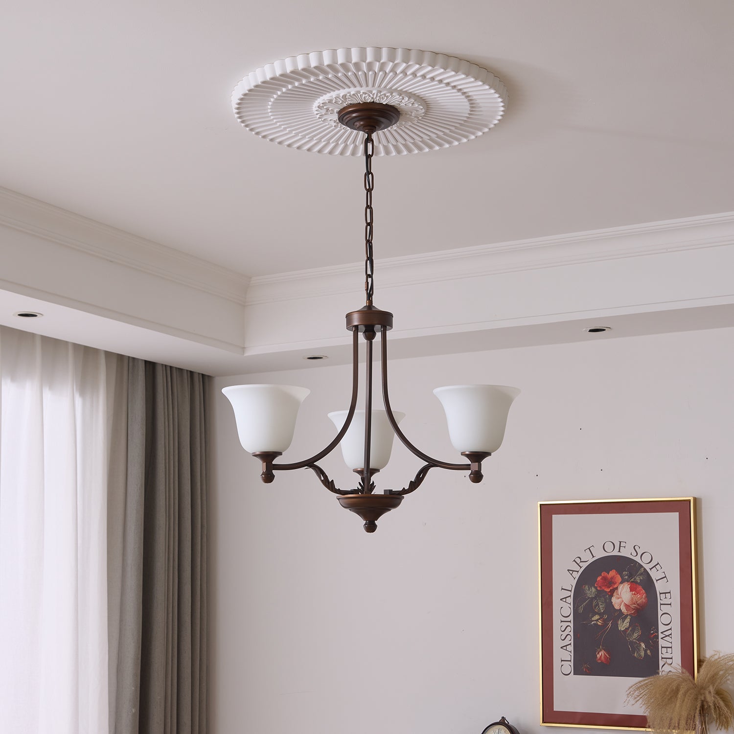 Elorira Traditional Elegance Bloom Glass Chandelier-Neutral Decor