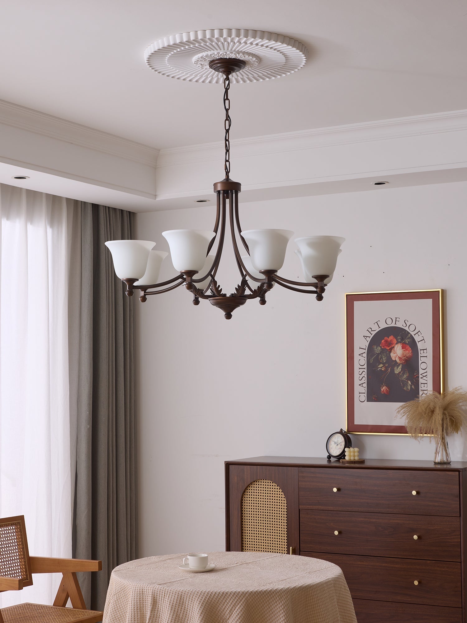 Elorira Traditional Elegance Bloom Glass Chandelier-Neutral Decor