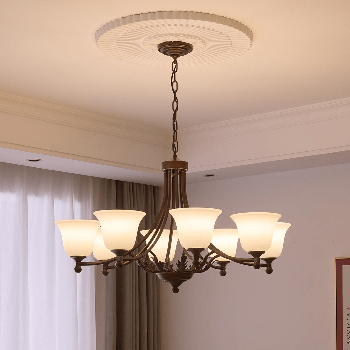 Elorira Traditional Elegance Bloom Glass Chandelier-Neutral Decor
